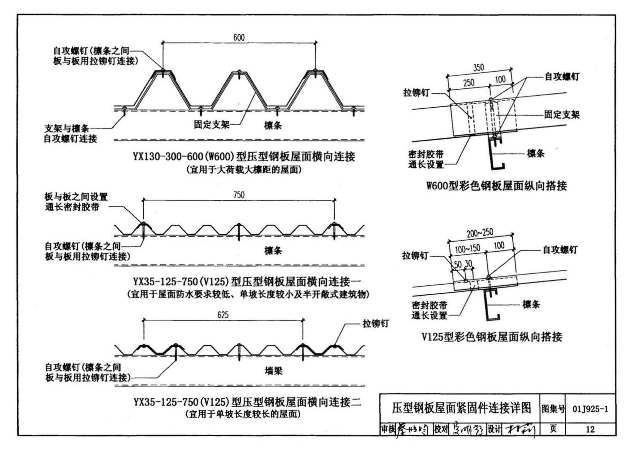 01J925-1--压型钢板、夹芯板屋面及墙体建筑构造