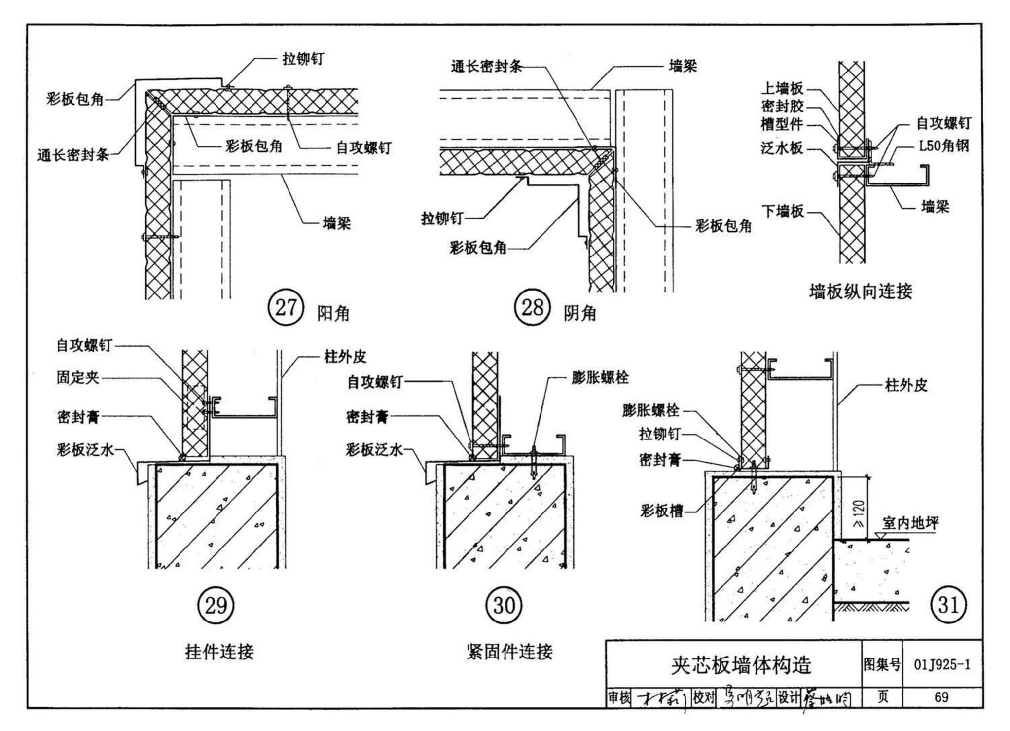 01J925-1--压型钢板、夹芯板屋面及墙体建筑构造