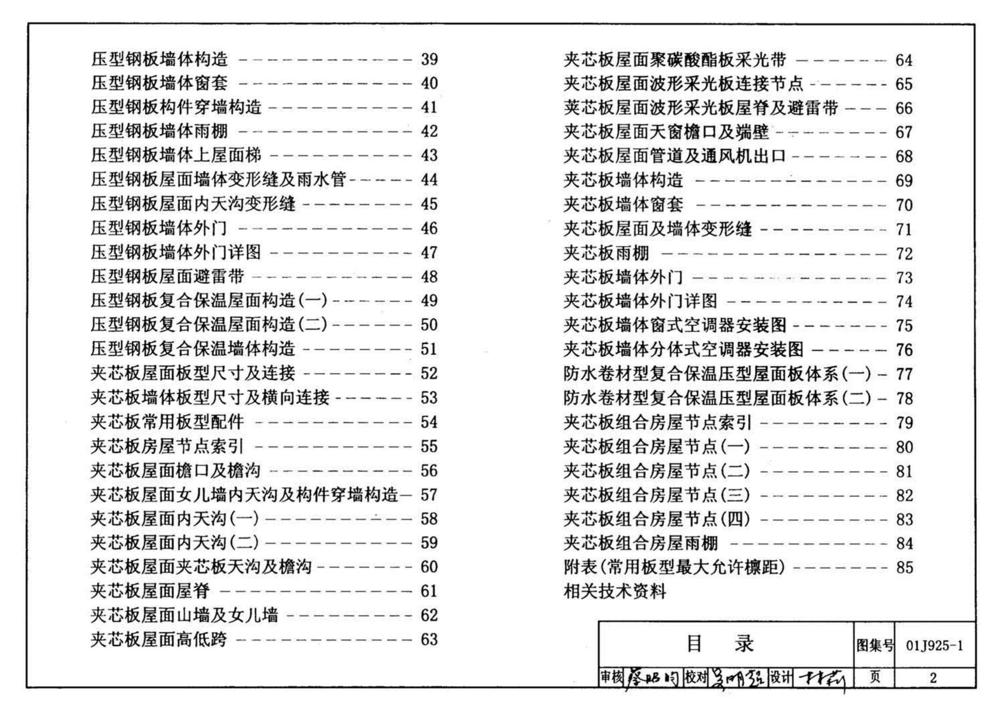 01J925-1--压型钢板、夹芯板屋面及墙体建筑构造