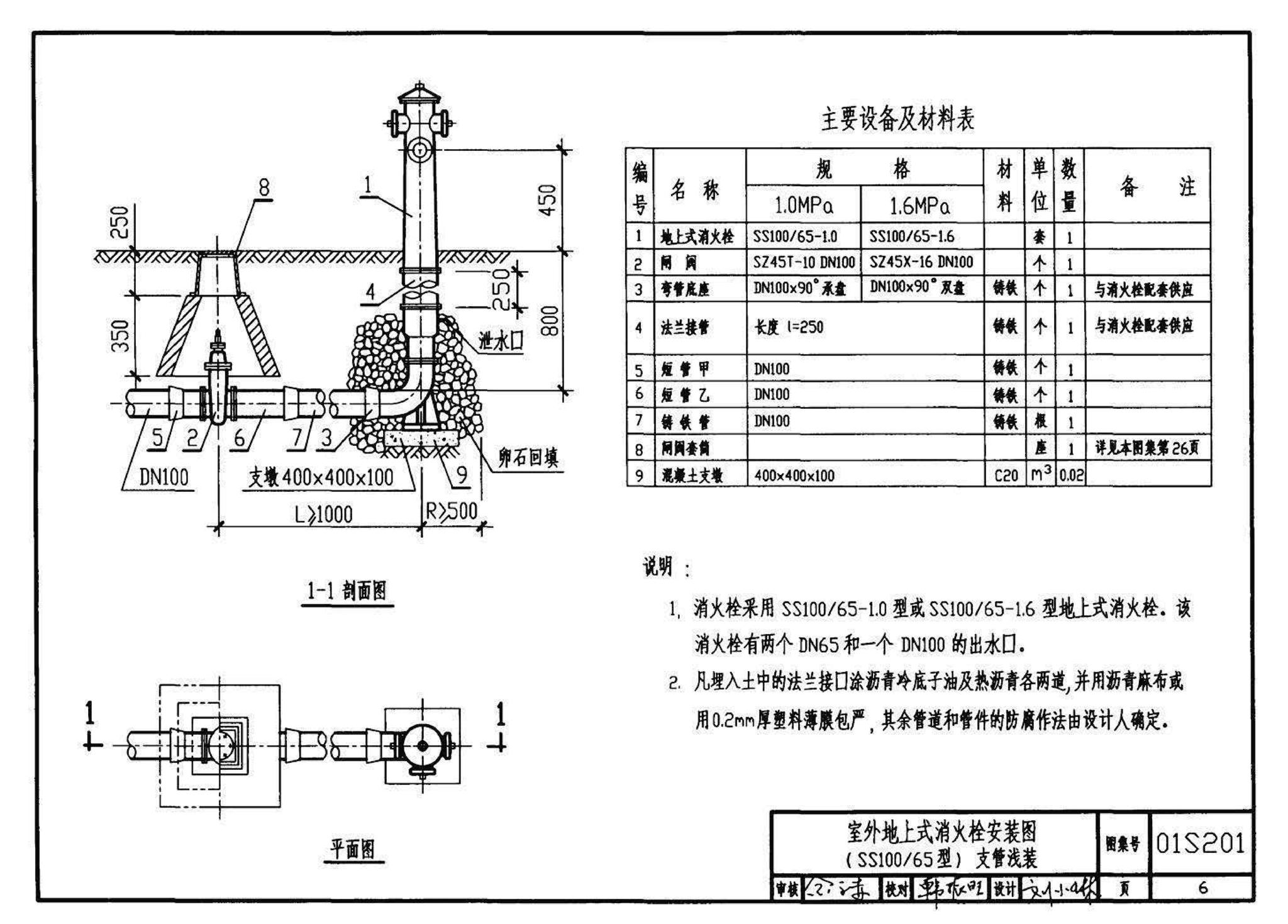 01S201--室外消火栓安装