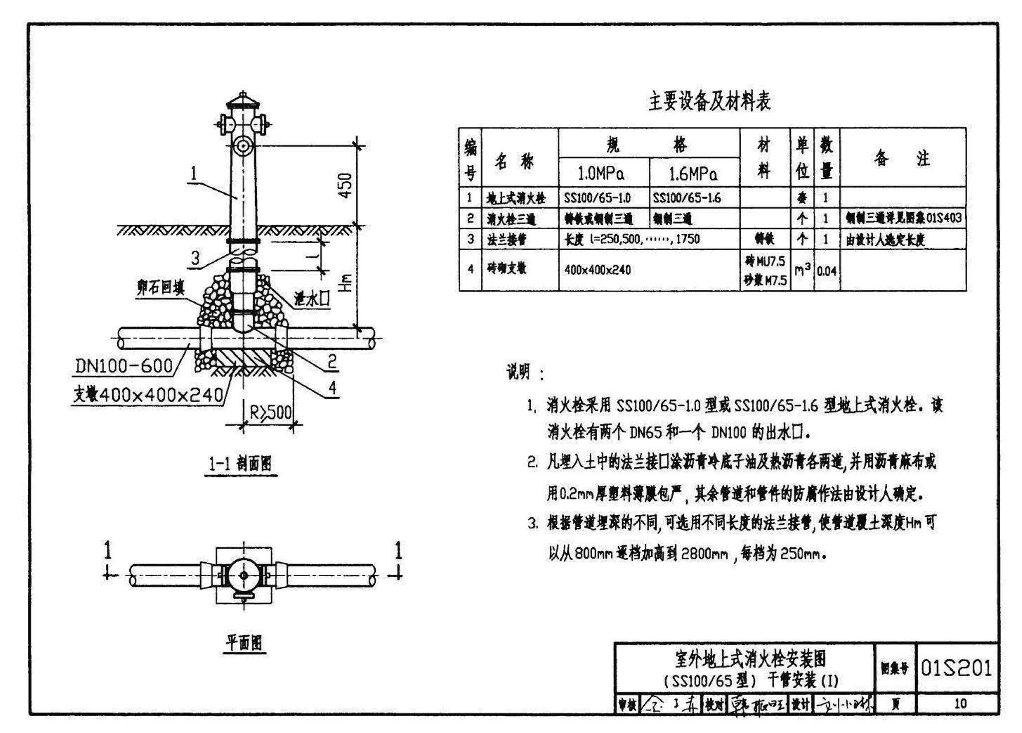 01S201--室外消火栓安装