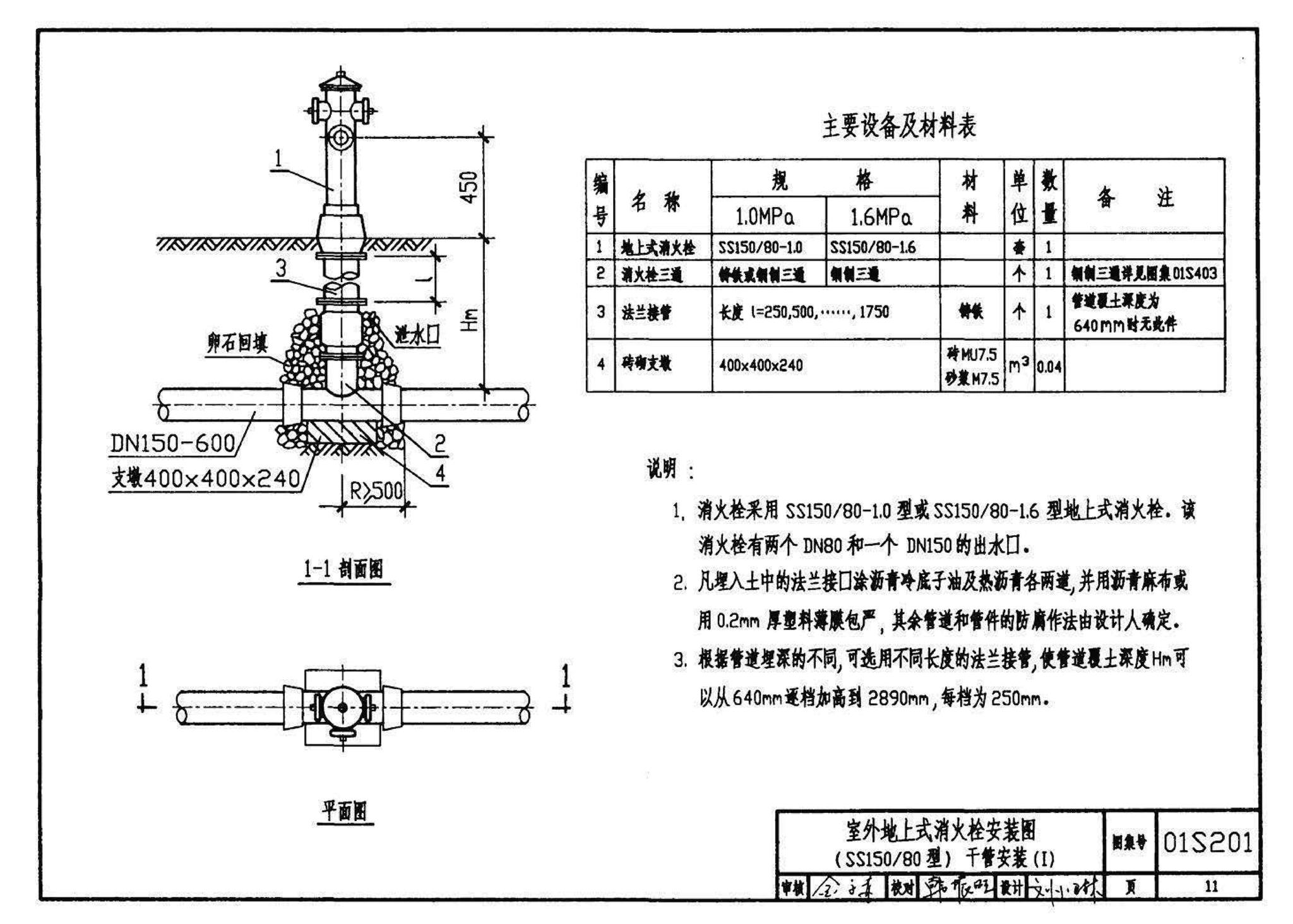 01S201--室外消火栓安装