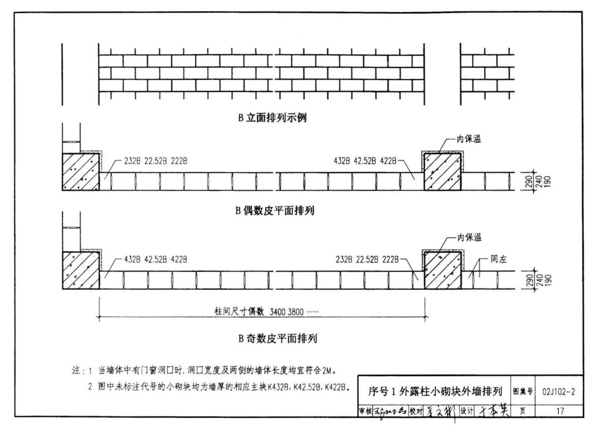 02J102-2--框架结构填充小型空心砌块墙体建筑构造