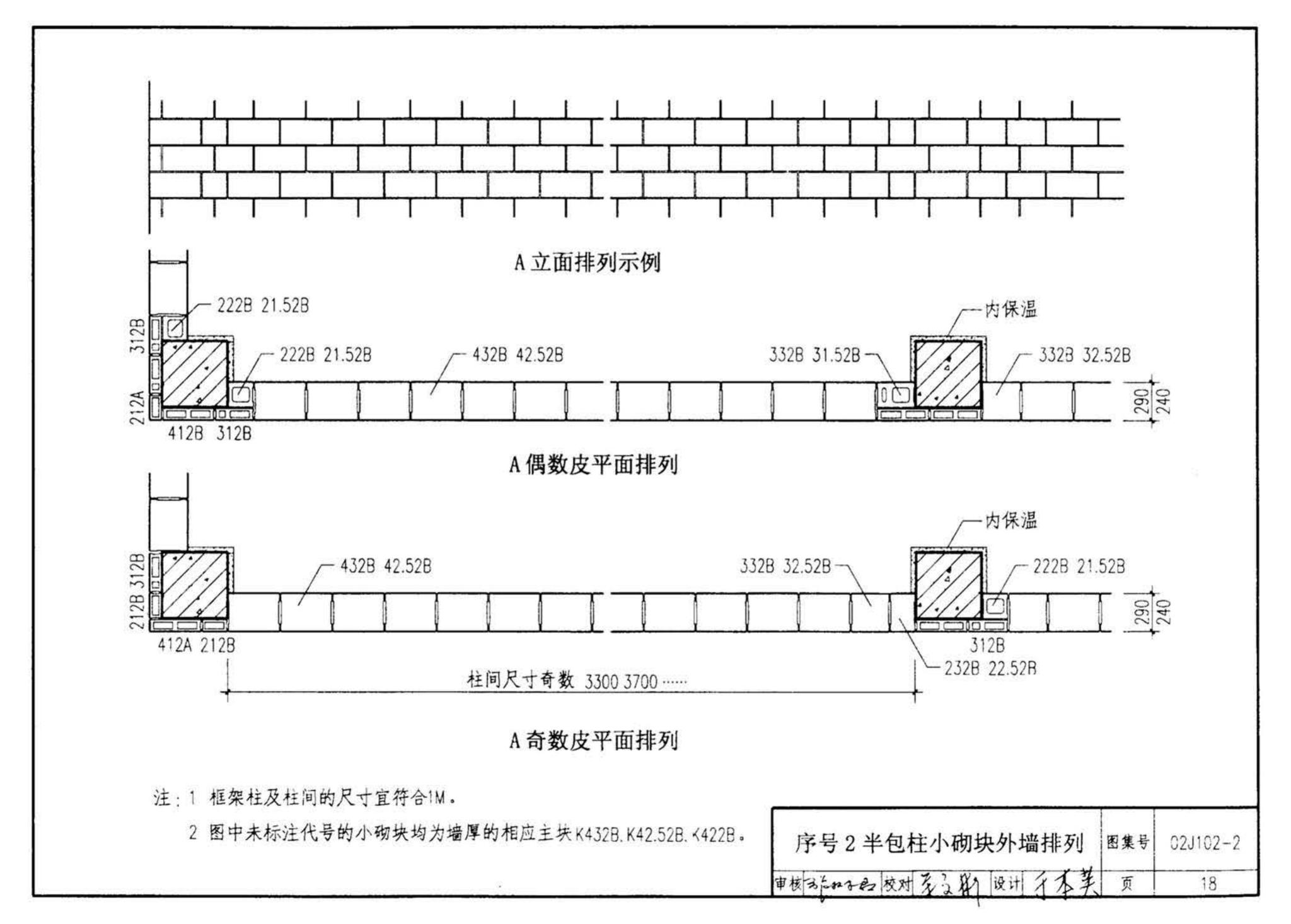 02J102-2--框架结构填充小型空心砌块墙体建筑构造