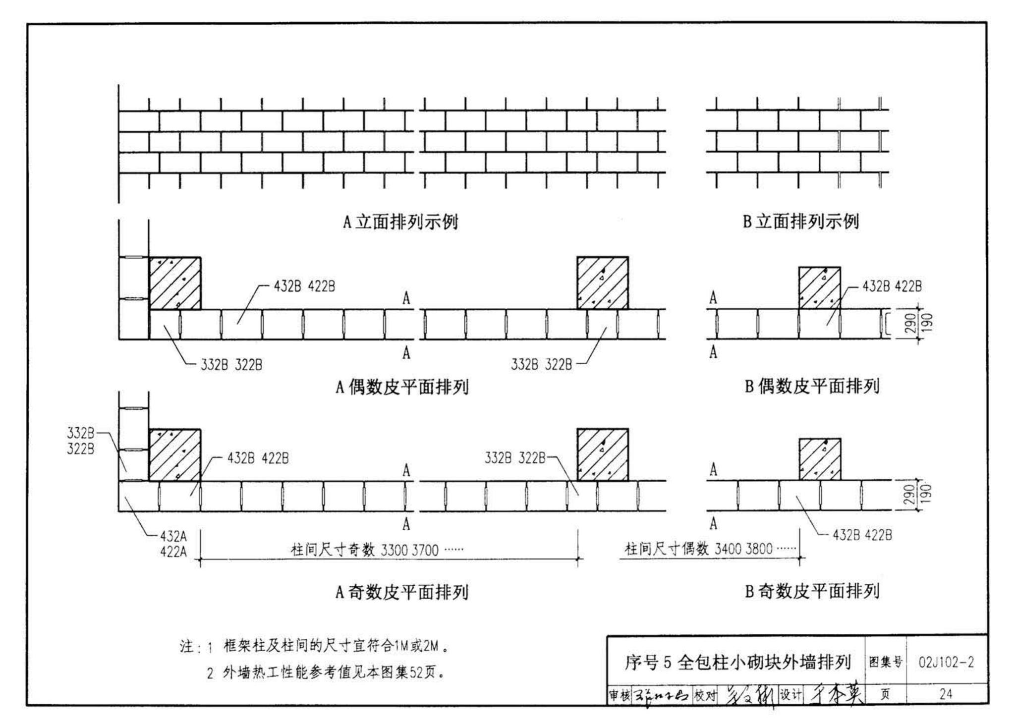 02J102-2--框架结构填充小型空心砌块墙体建筑构造