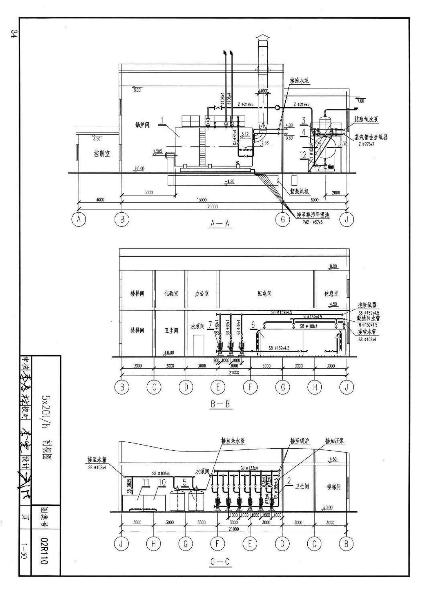 02R110--燃气(油)锅炉房工程设计施工图集