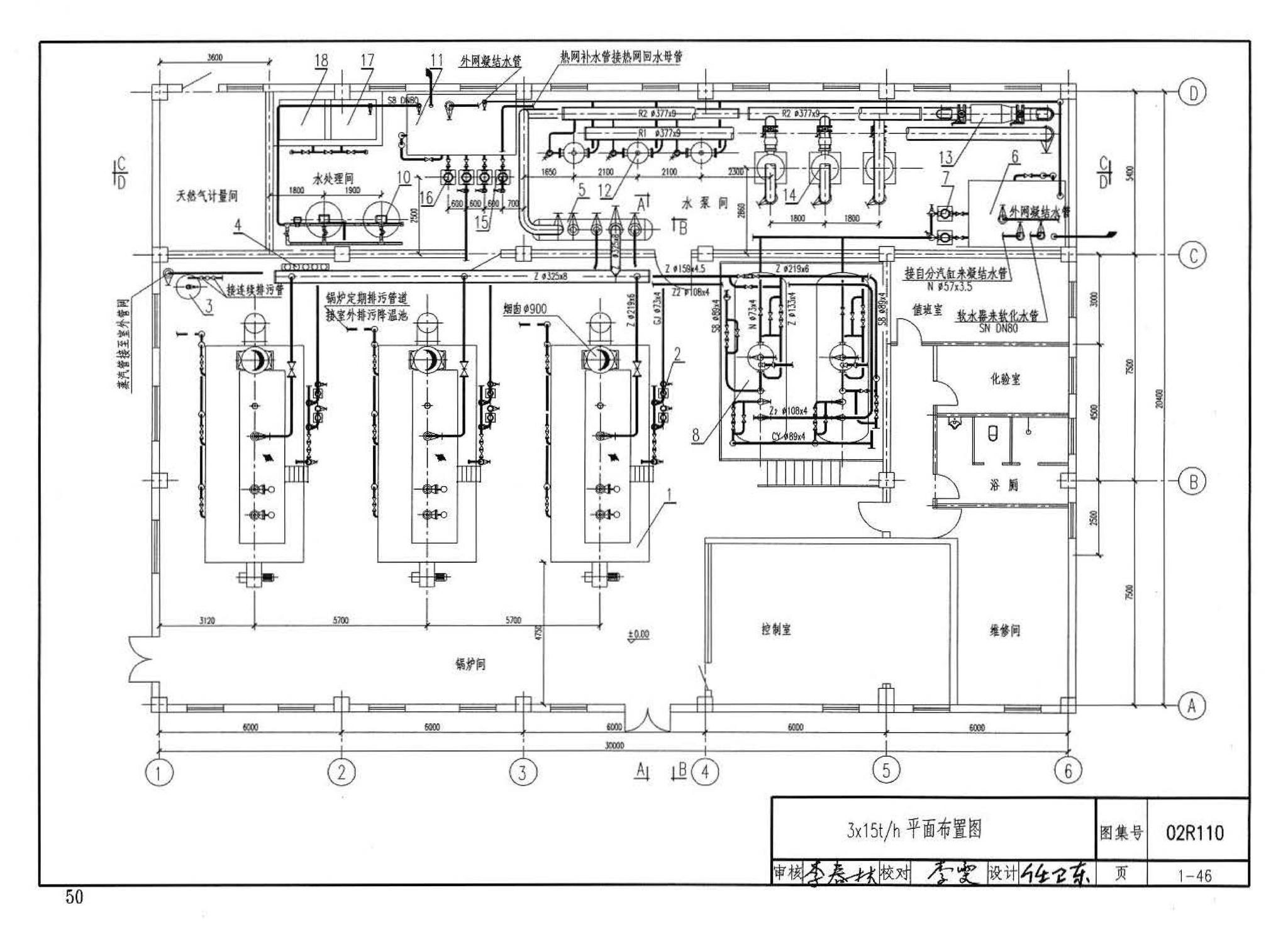 02R110--燃气(油)锅炉房工程设计施工图集