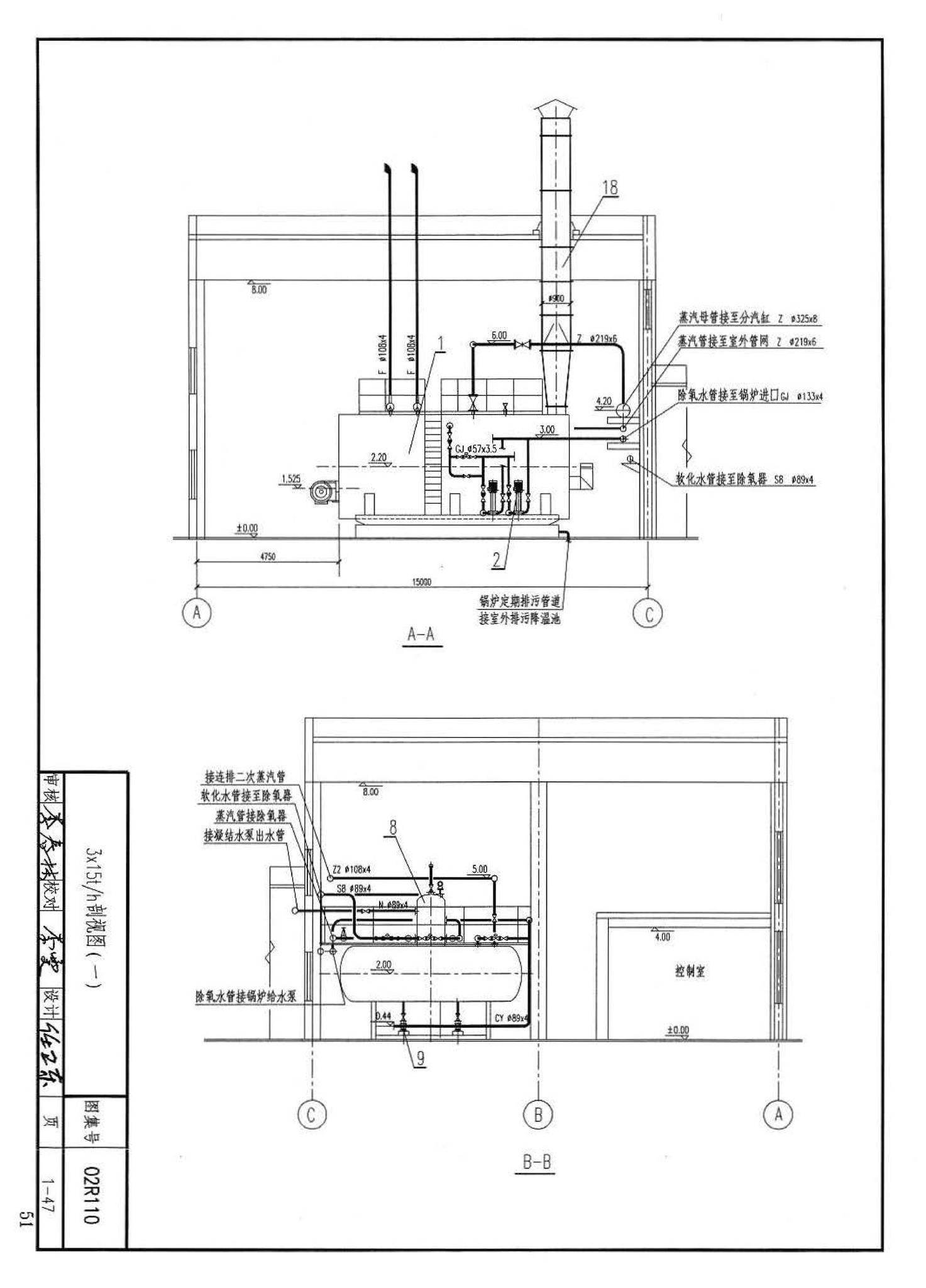 02R110--燃气(油)锅炉房工程设计施工图集