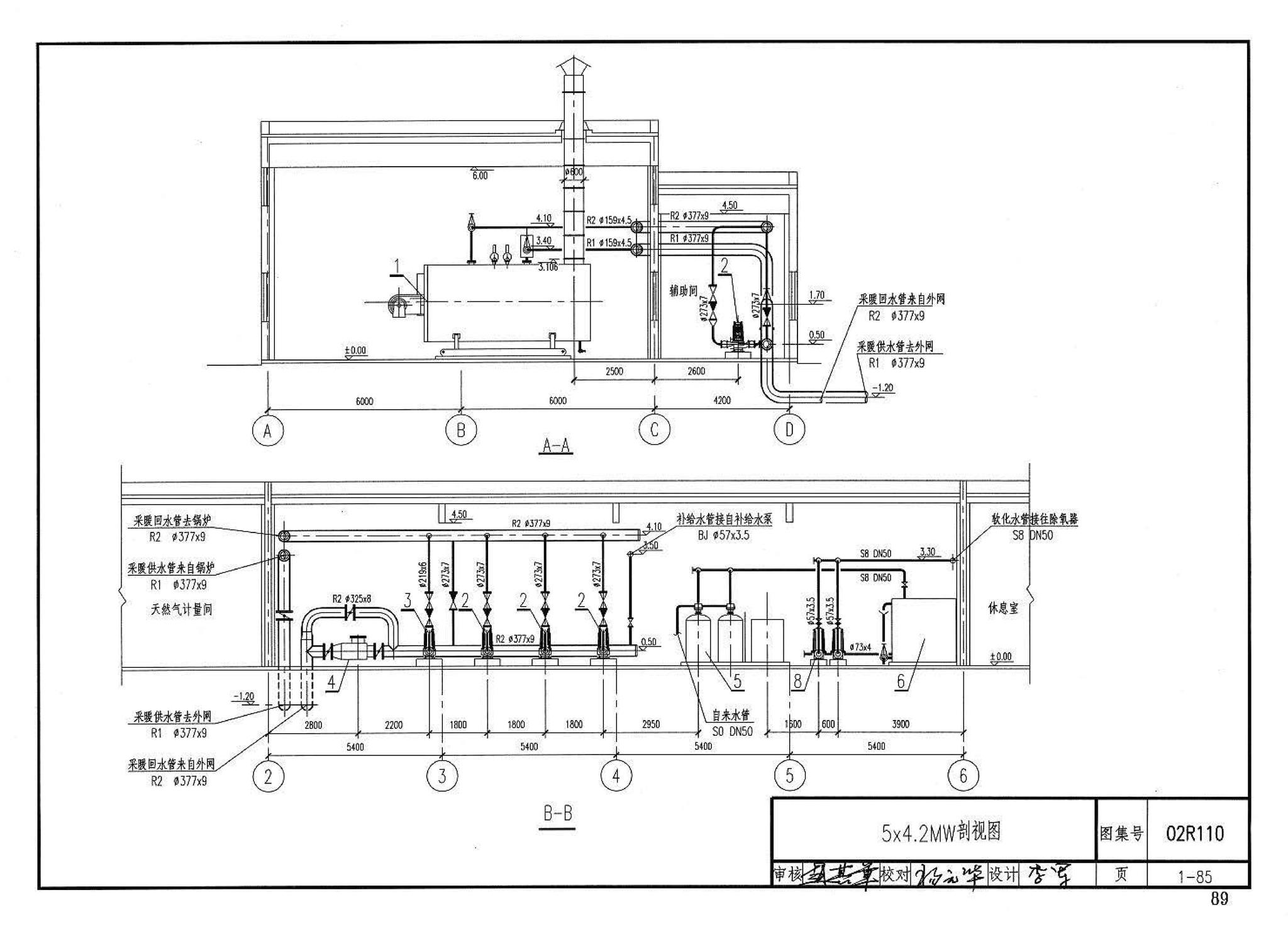 02R110--燃气(油)锅炉房工程设计施工图集