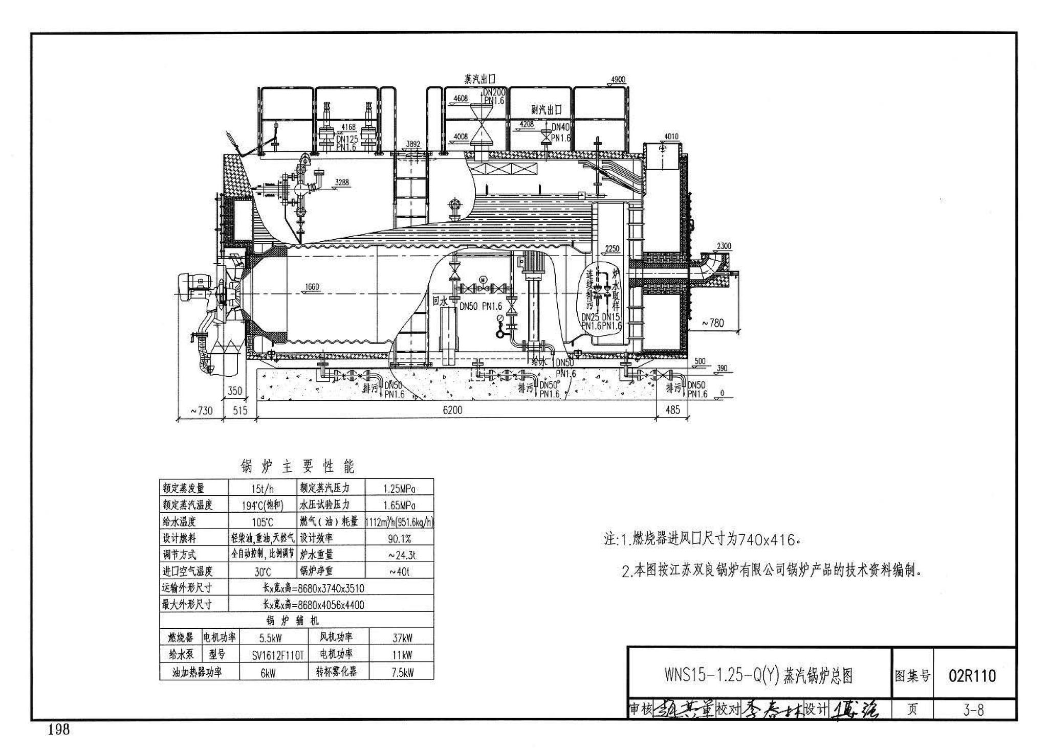 02R110--燃气(油)锅炉房工程设计施工图集