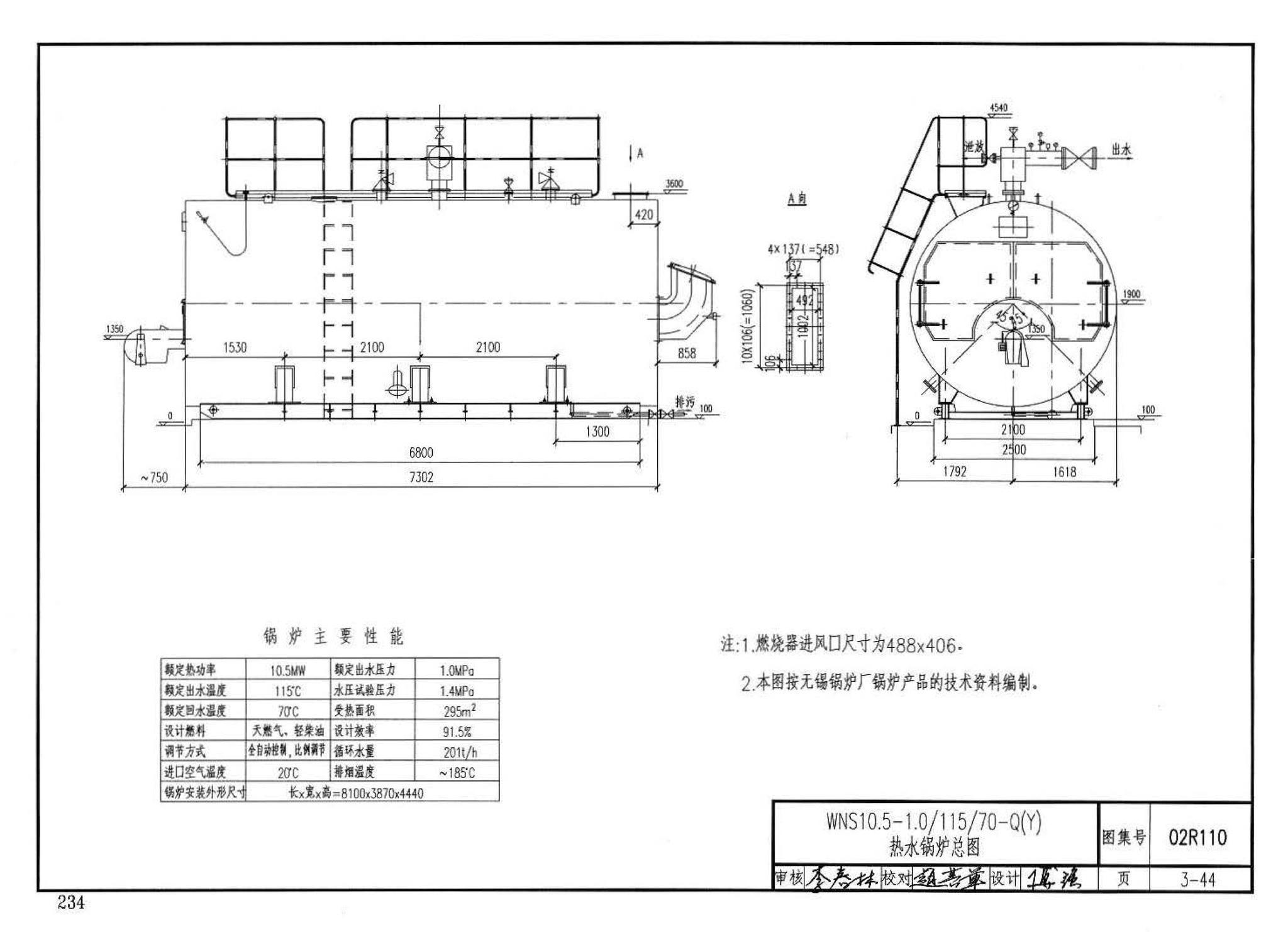 02R110--燃气(油)锅炉房工程设计施工图集