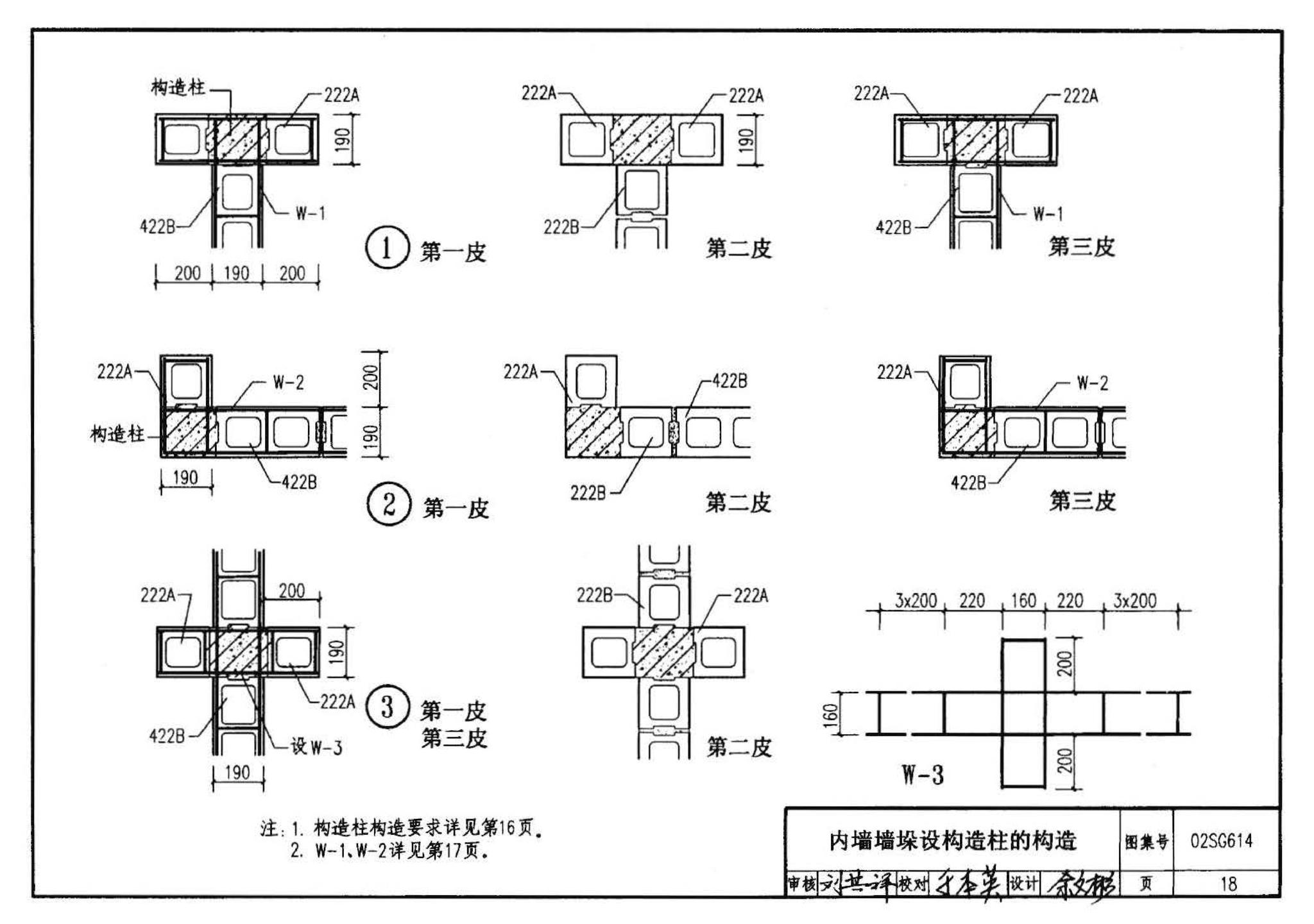 02SG614--框架结构填充小型空心砌块墙体结构构造