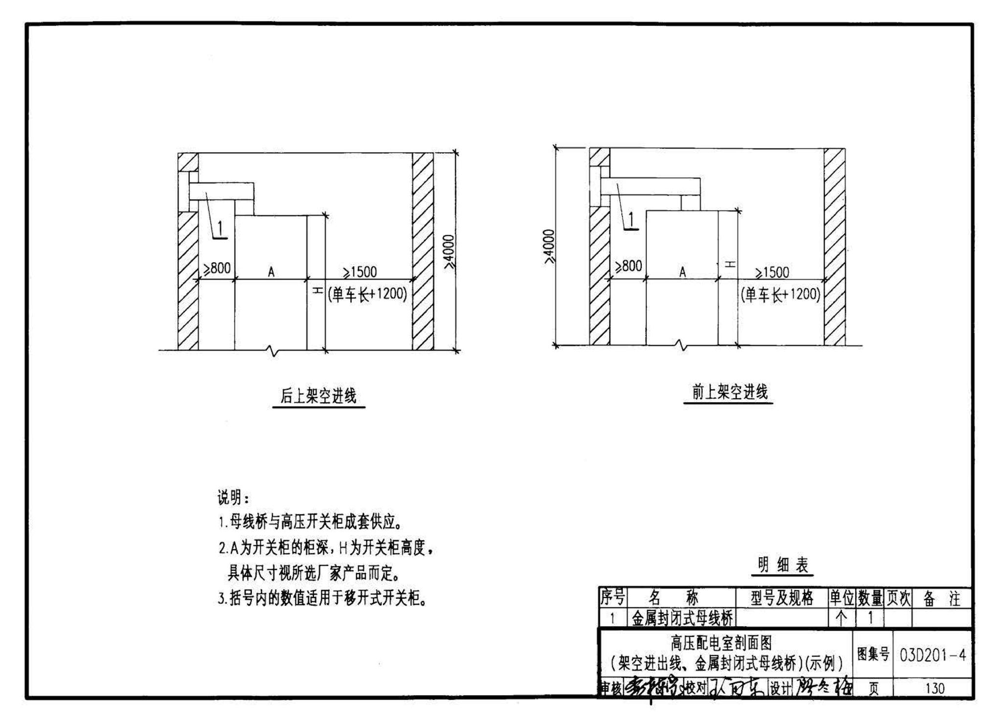 03D201-4--10/0.4kV变压器室布置及变配电所常用设备构件安装