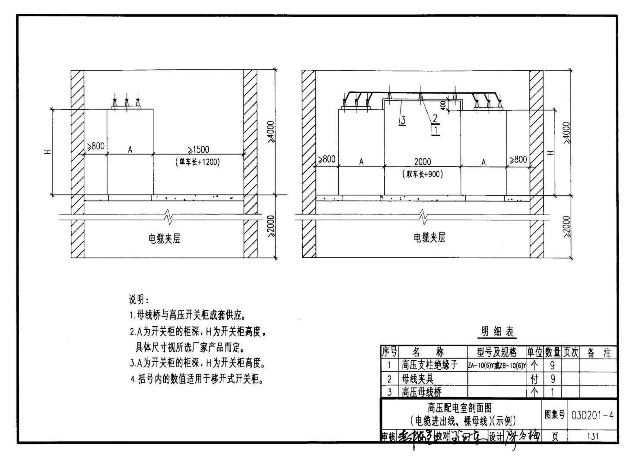 03D201-4--10/0.4kV变压器室布置及变配电所常用设备构件安装