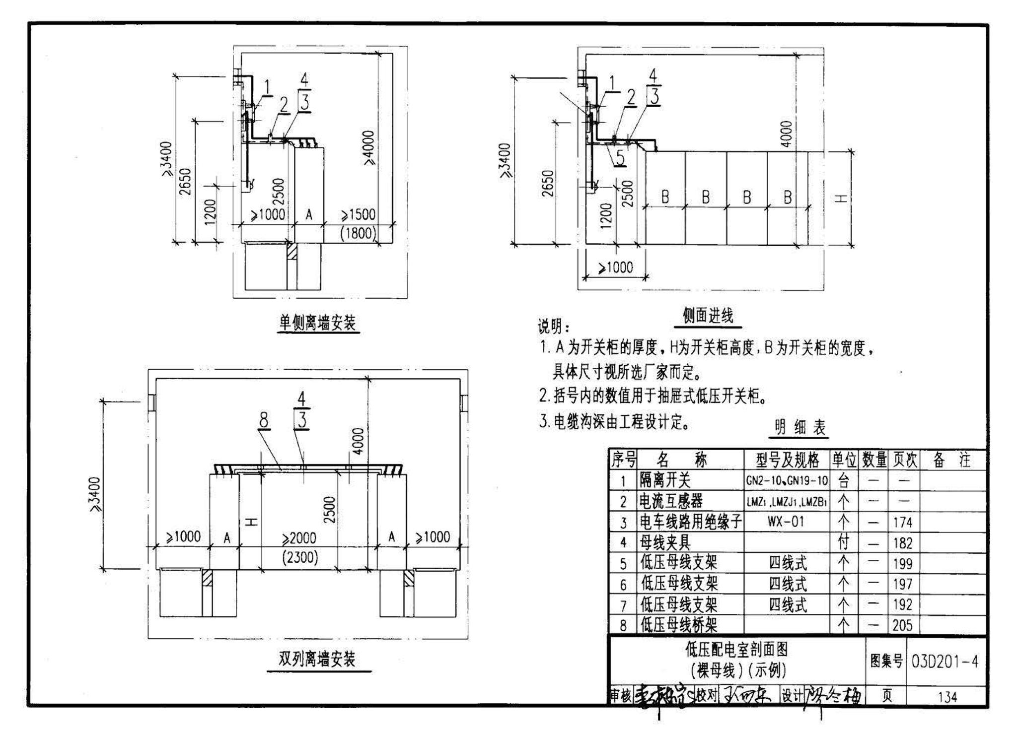 03D201-4--10/0.4kV变压器室布置及变配电所常用设备构件安装