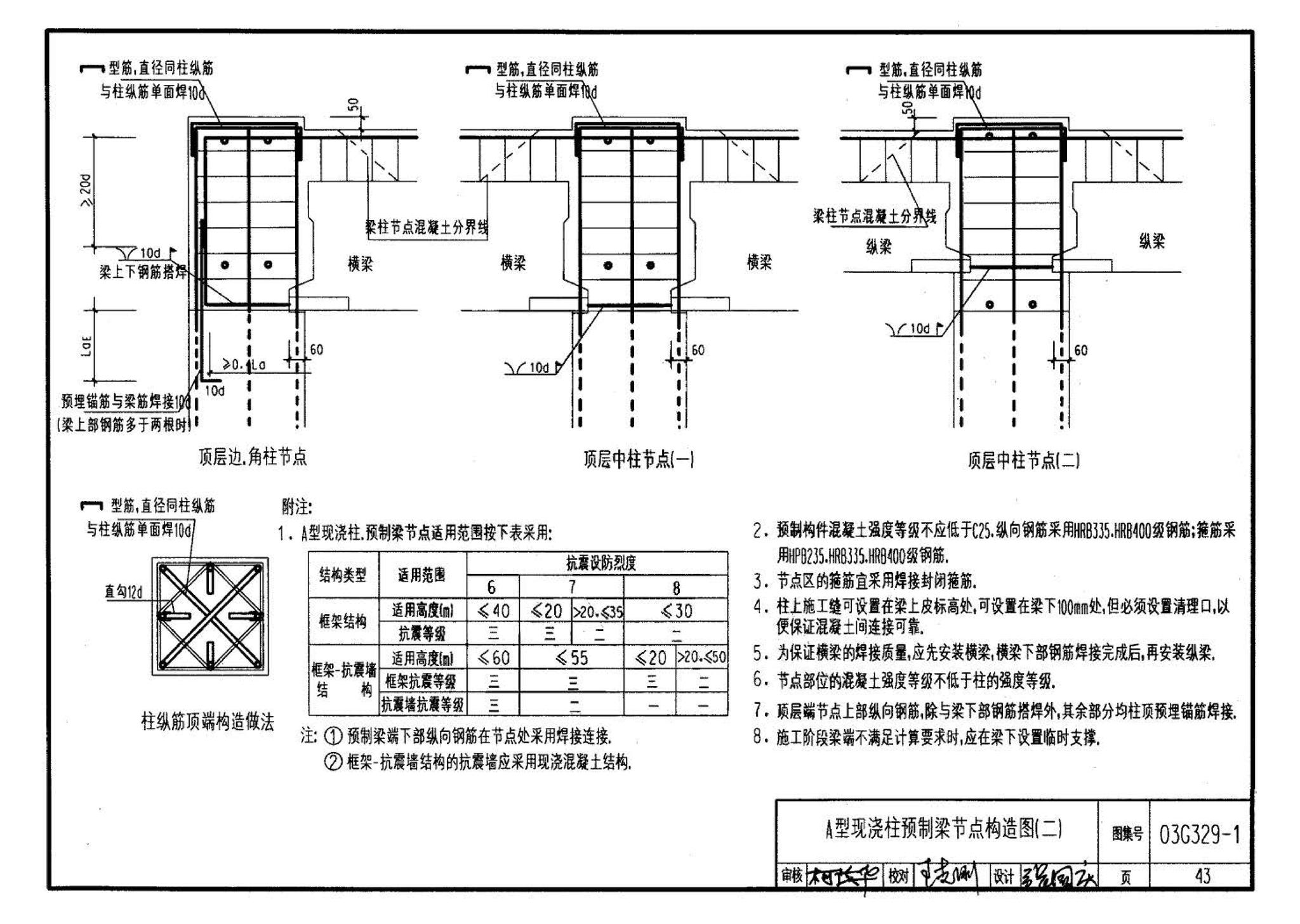 03G329-1--建筑物抗震构造详图（框架、框架-剪力墙、剪力墙、部分框支剪力墙、框架-核心筒、筒中筒、板柱-剪力墙结构）