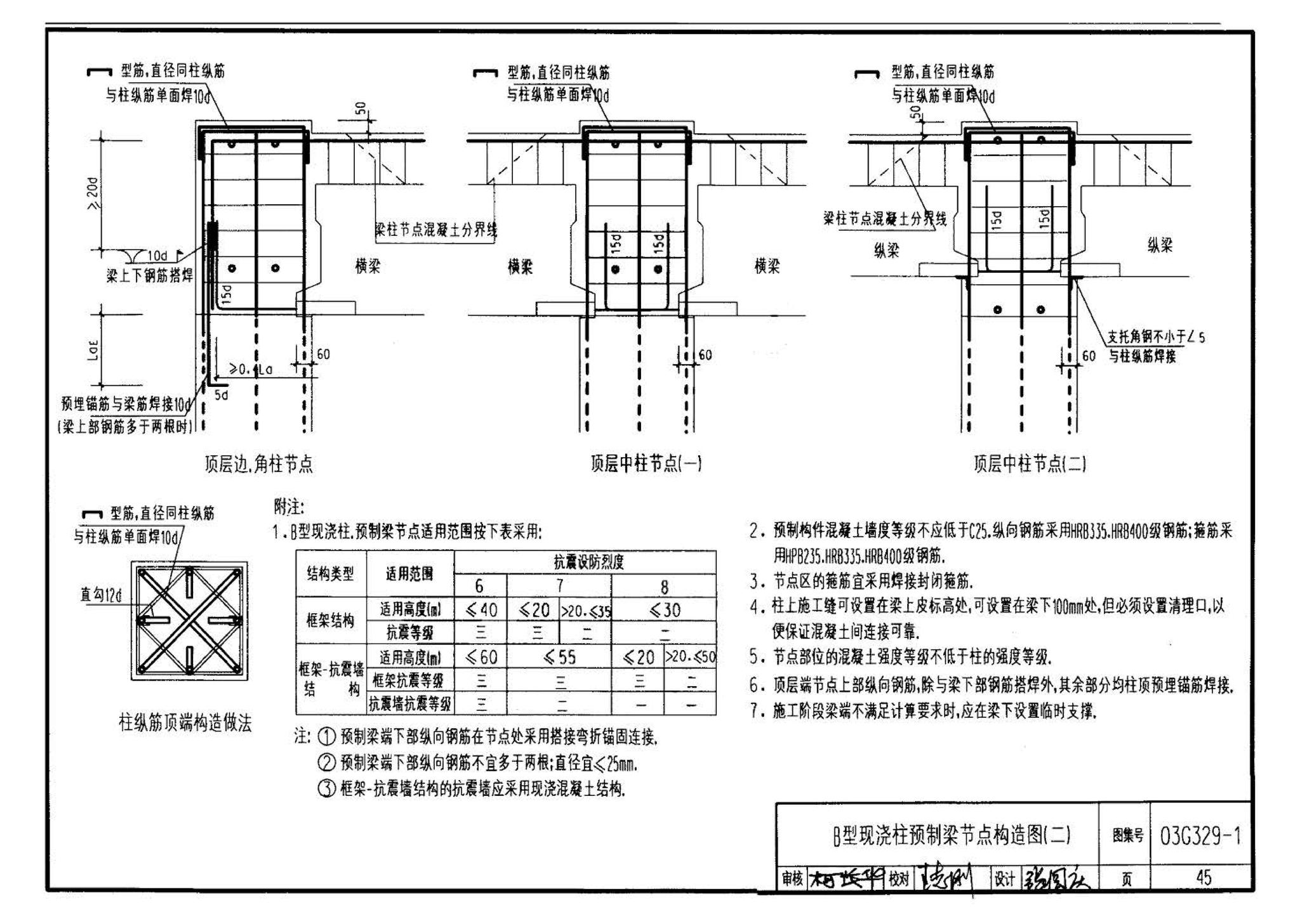 03G329-1--建筑物抗震构造详图（框架、框架-剪力墙、剪力墙、部分框支剪力墙、框架-核心筒、筒中筒、板柱-剪力墙结构）