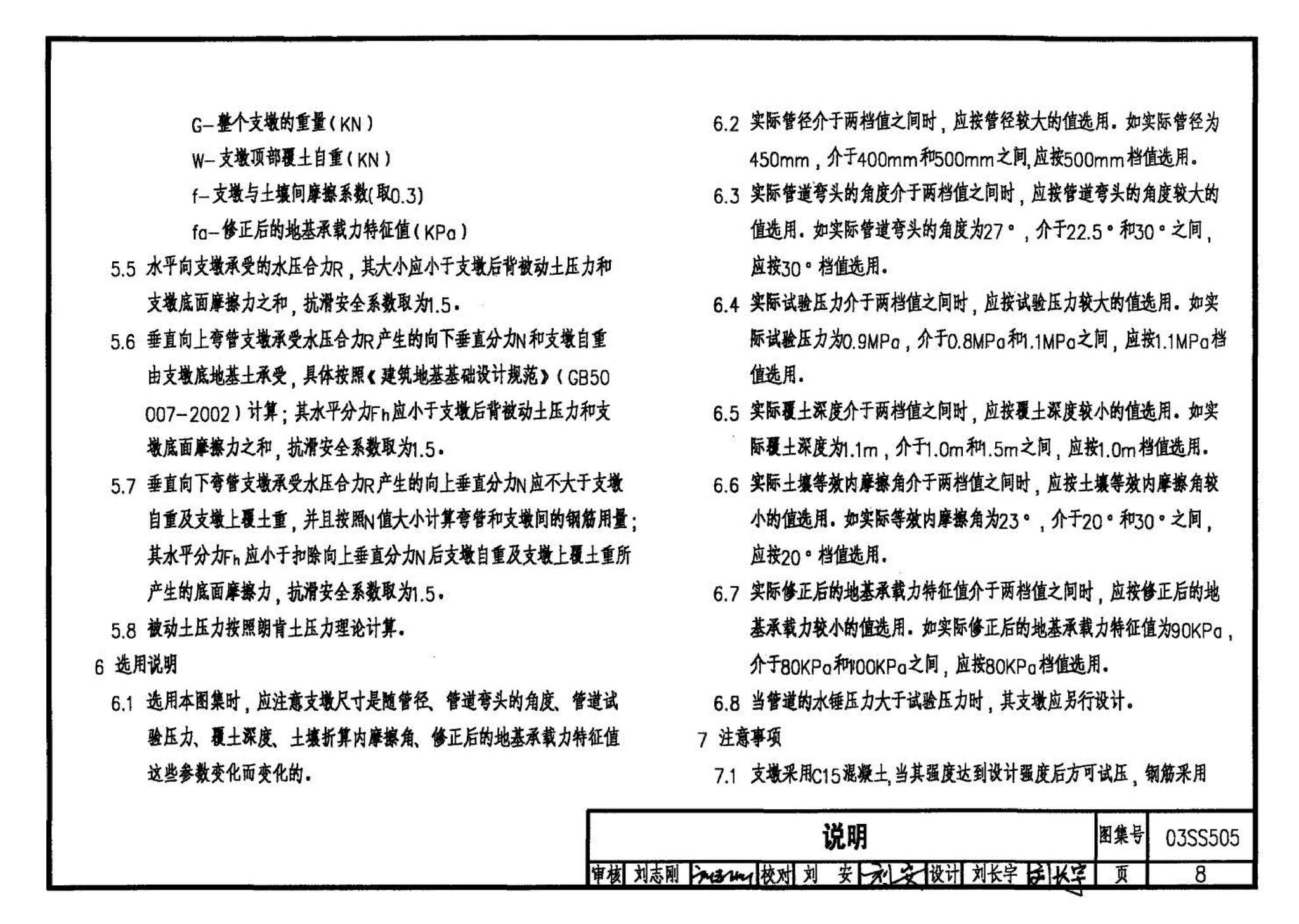 03SS505--柔性接口给水管道支墩