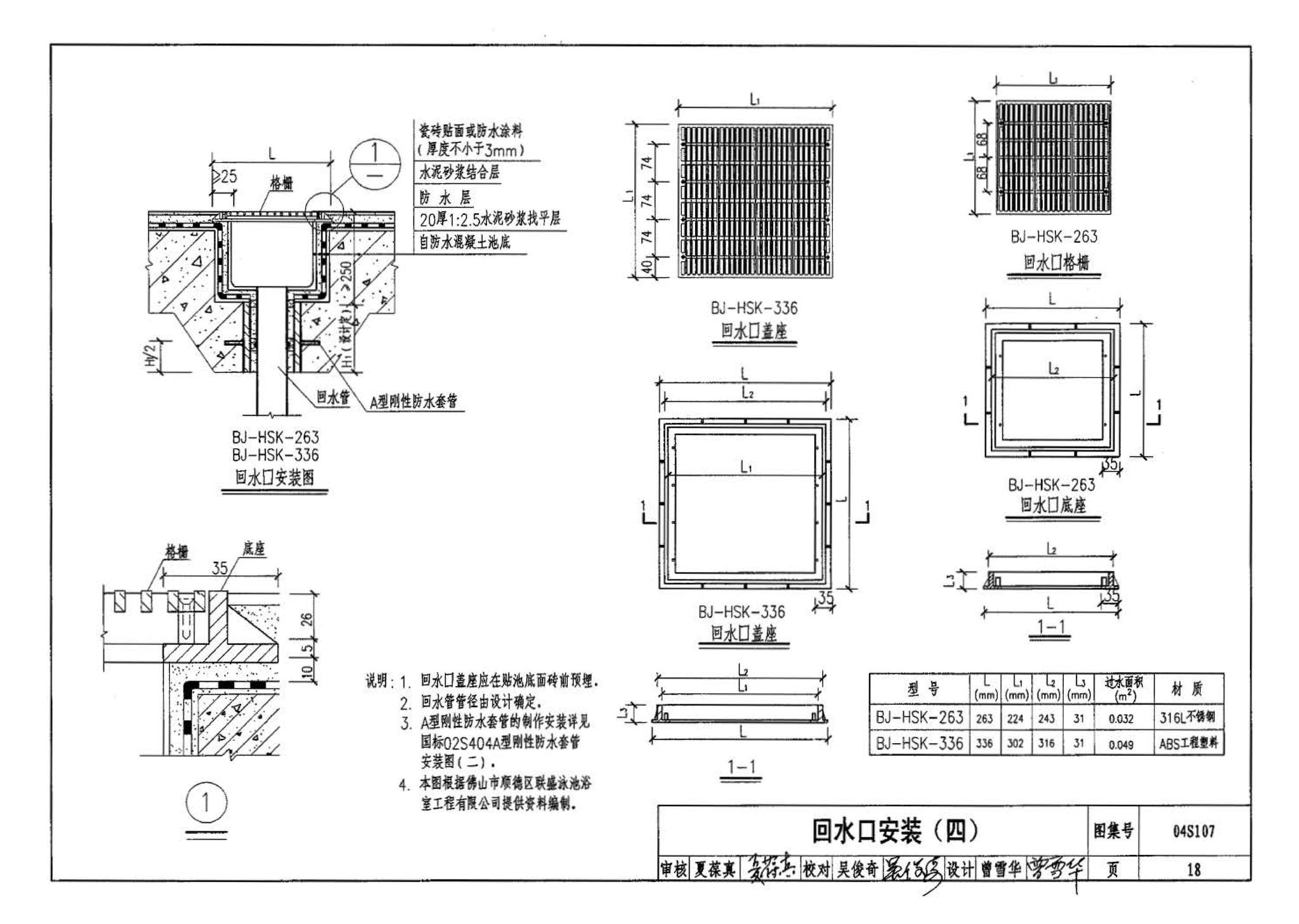 04S107--游泳池附件安装及设备选用