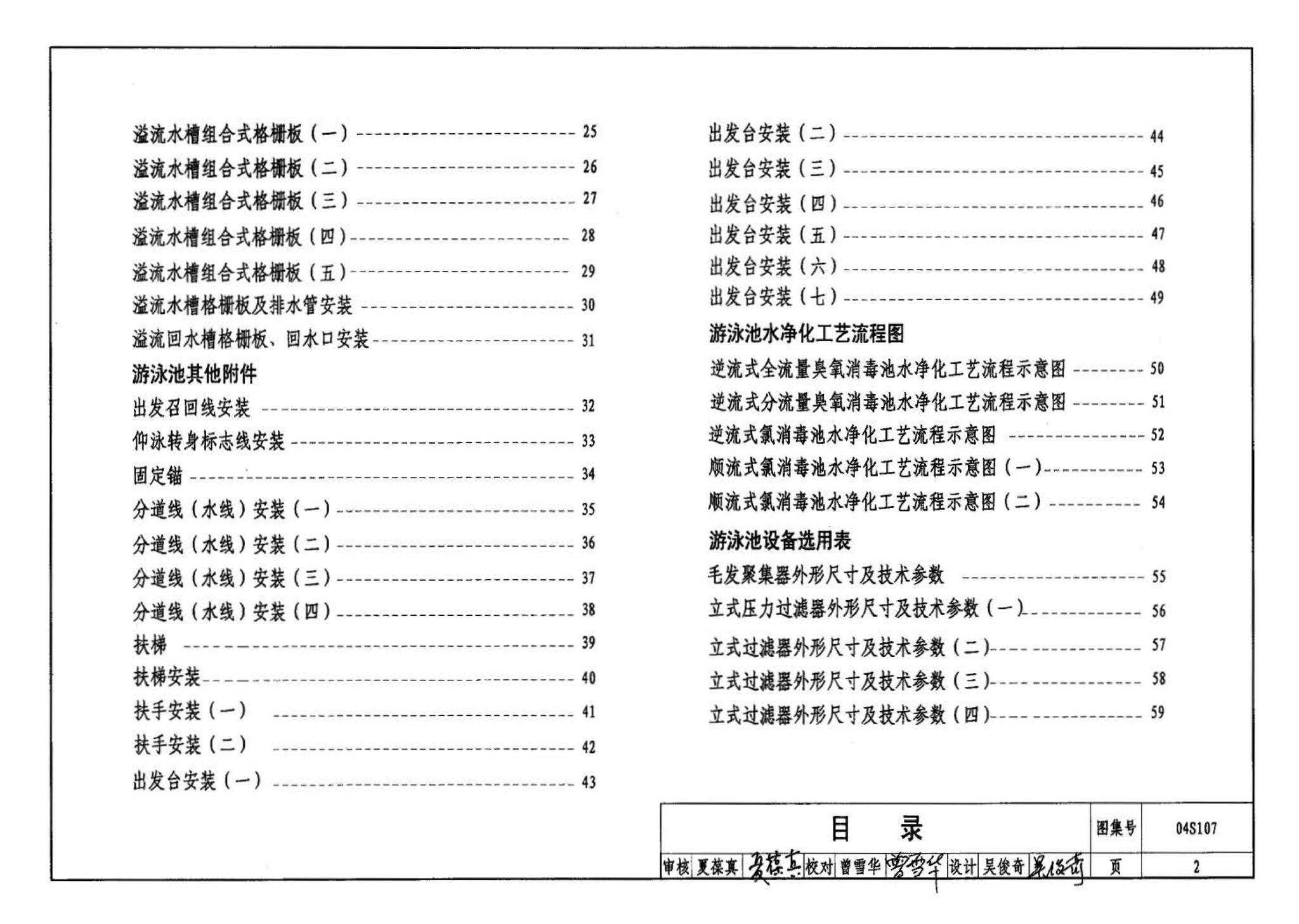 04S107--游泳池附件安装及设备选用