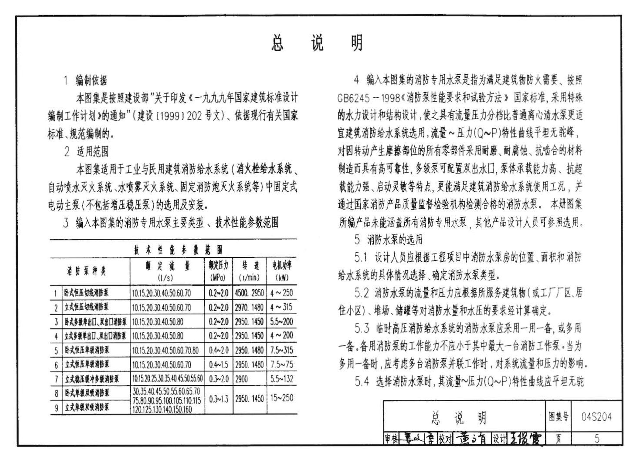 04S204--消防专用水泵选用及安装