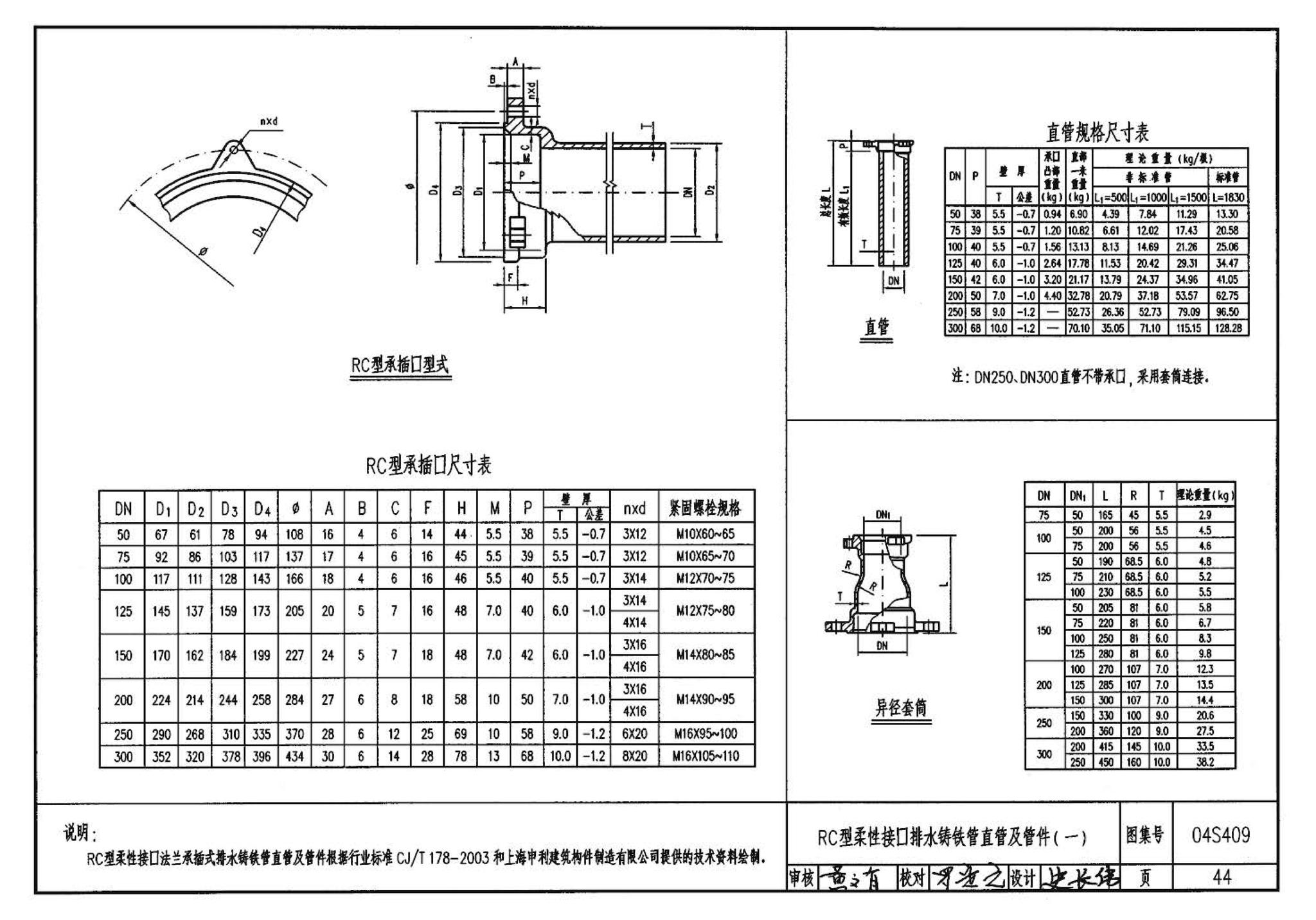 04S409--建筑排水用柔性接口铸铁管安装