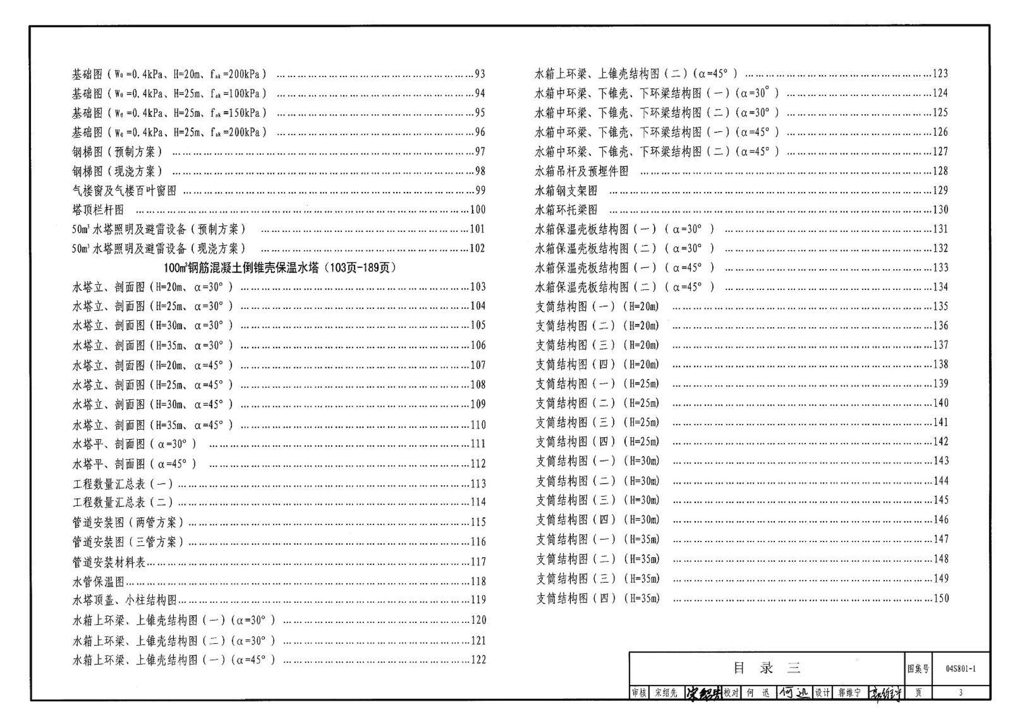 04S801-1--钢筋混凝土倒锥壳保温水塔（50m3、100m3）