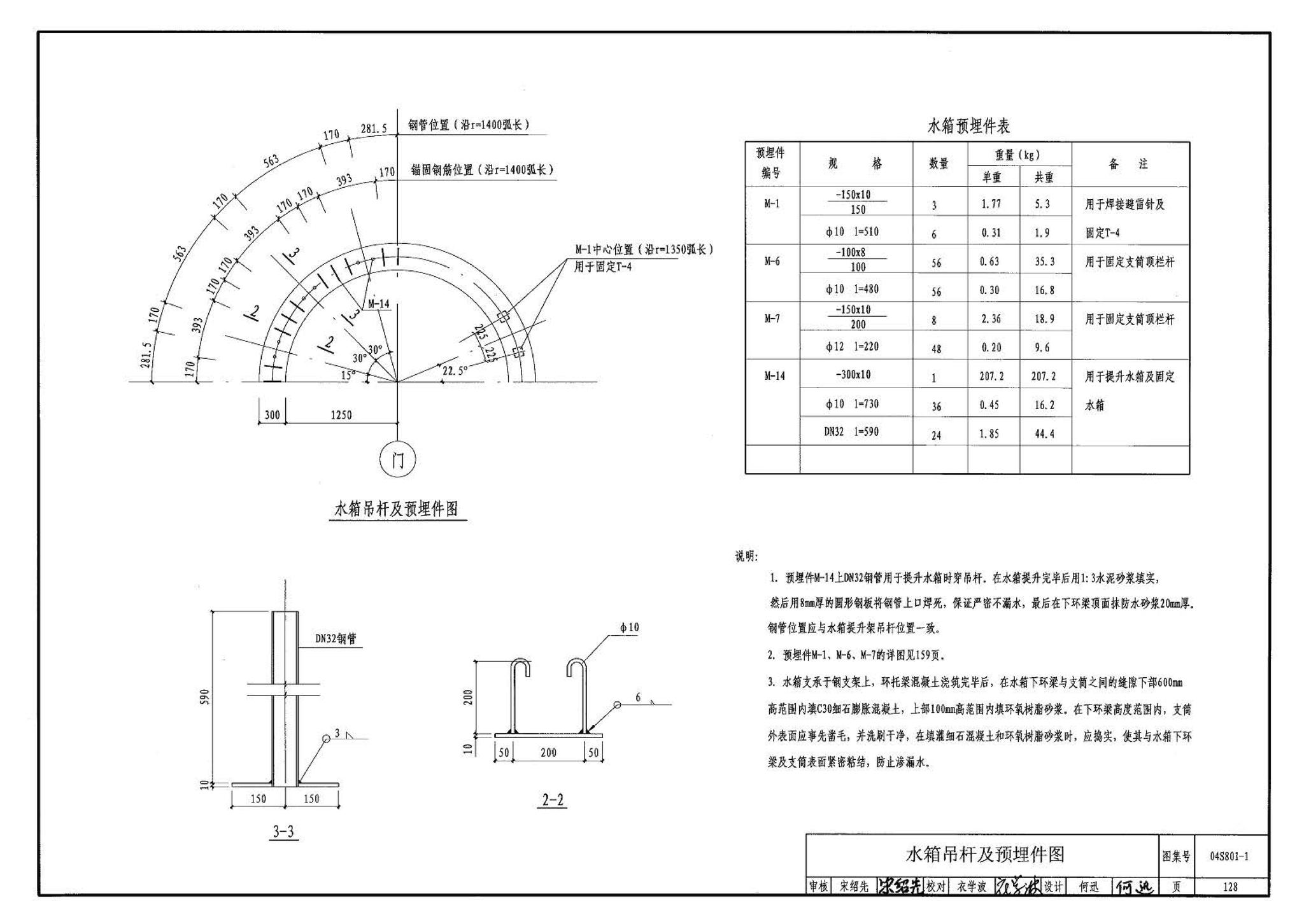 04S801-1--钢筋混凝土倒锥壳保温水塔（50m3、100m3）