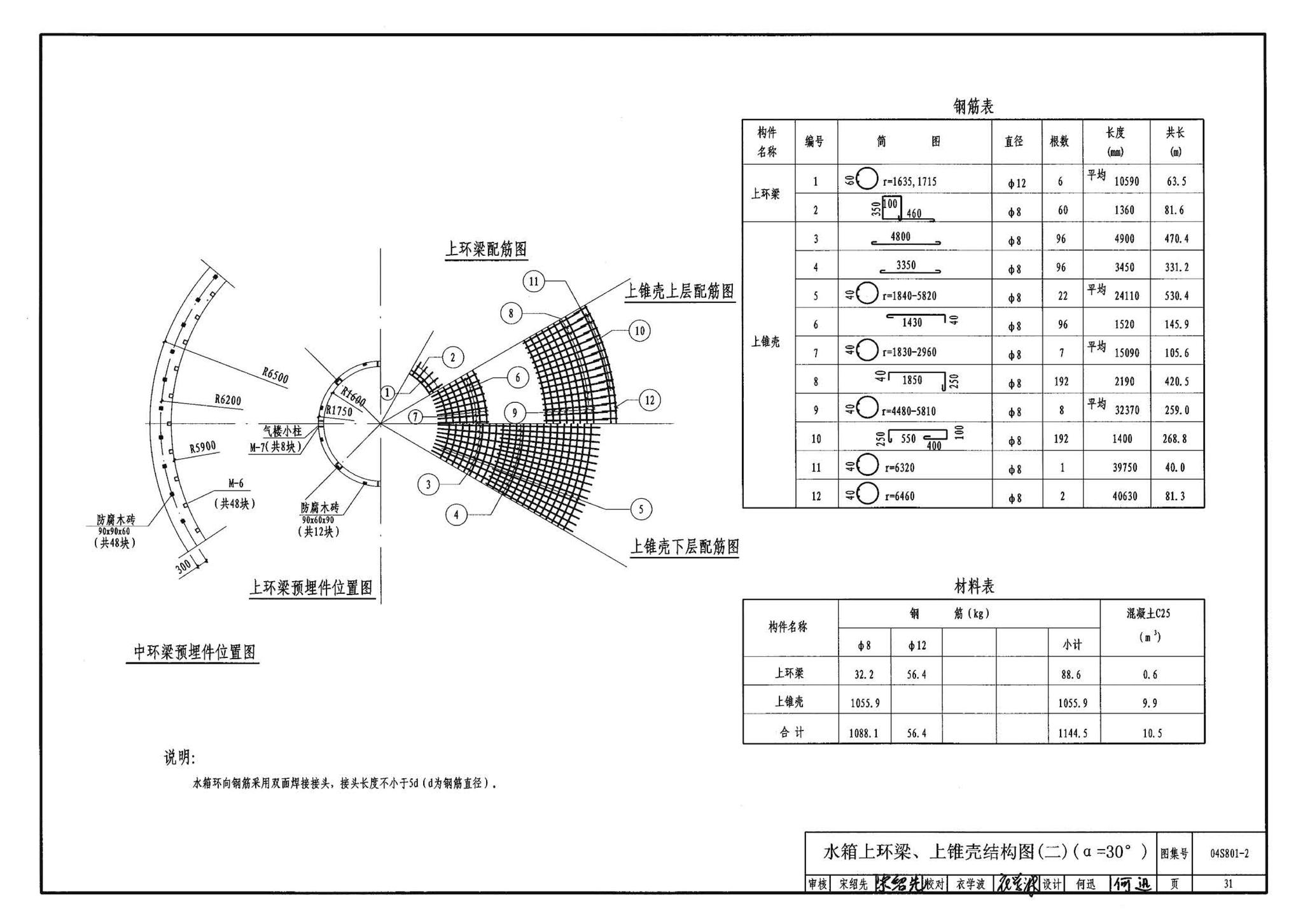 04S801-2--钢筋混凝土倒锥壳保温水塔（150m3、200m3、300m3）