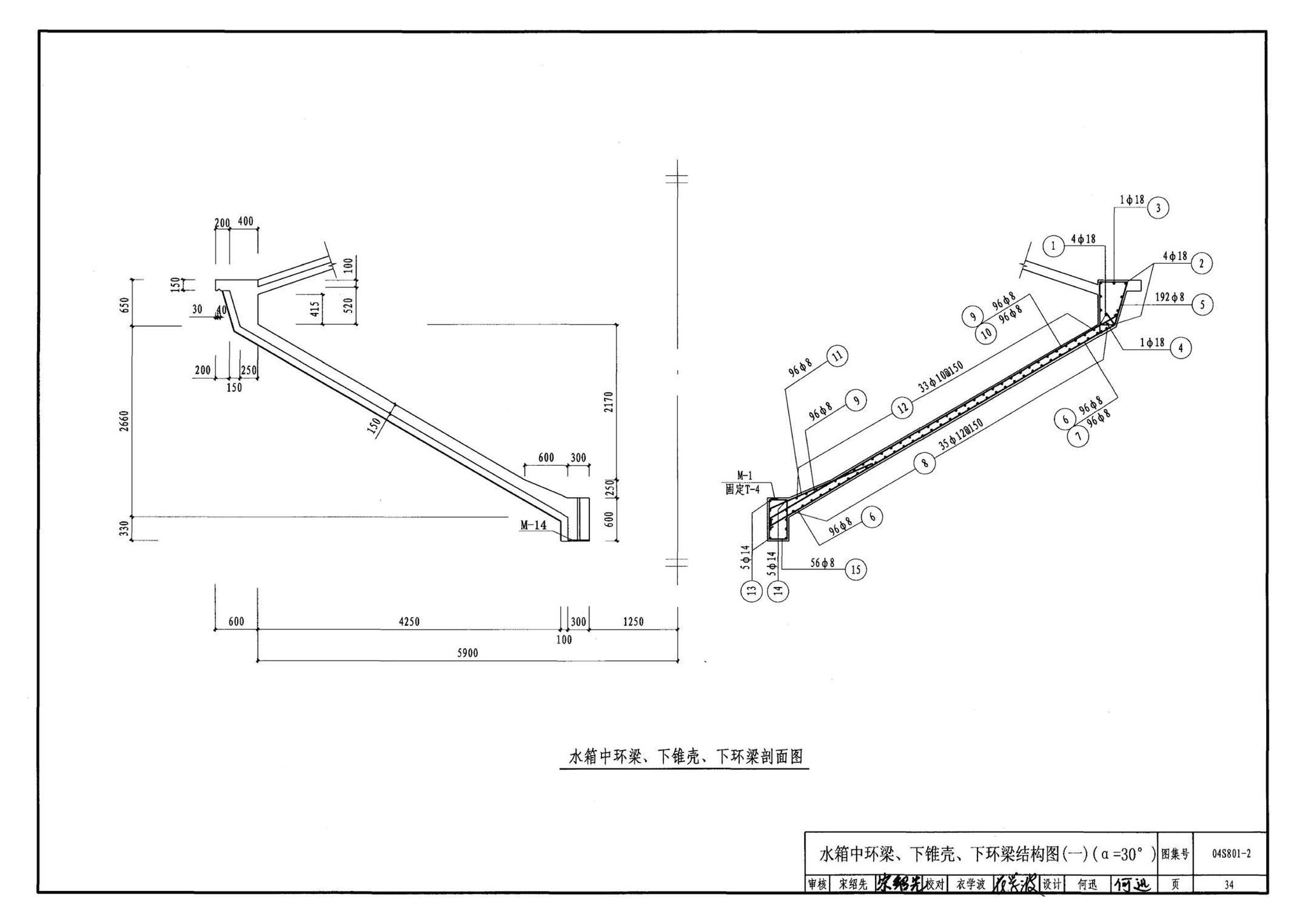 04S801-2--钢筋混凝土倒锥壳保温水塔（150m3、200m3、300m3）