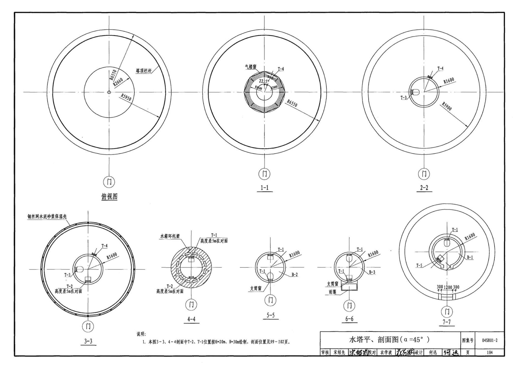 04S801-2--钢筋混凝土倒锥壳保温水塔（150m3、200m3、300m3）