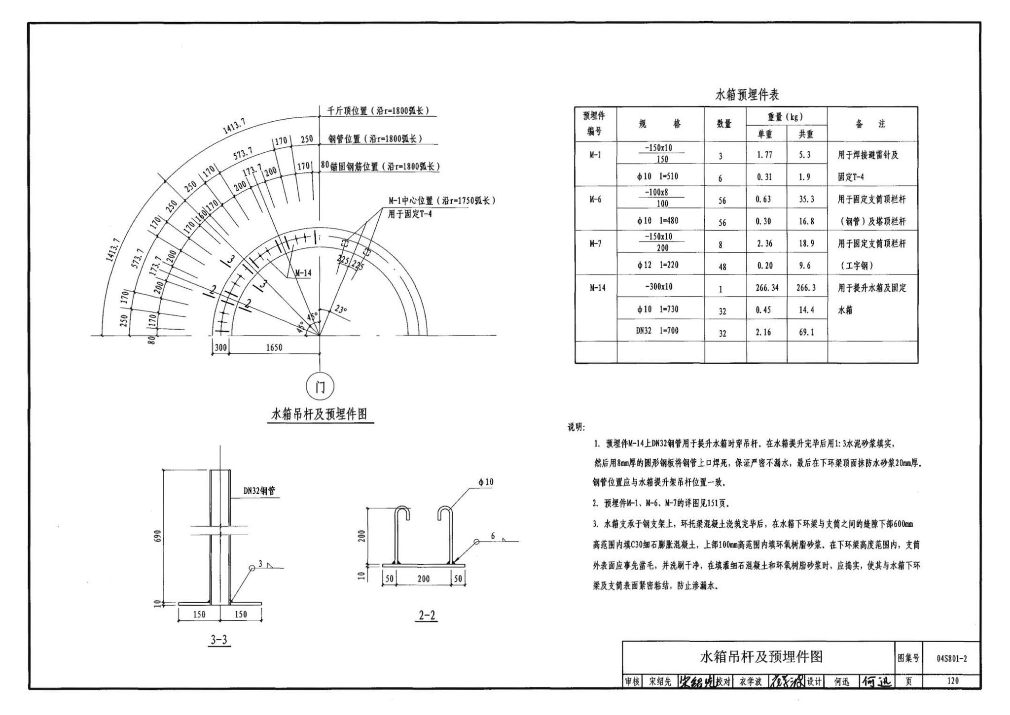 04S801-2--钢筋混凝土倒锥壳保温水塔（150m3、200m3、300m3）