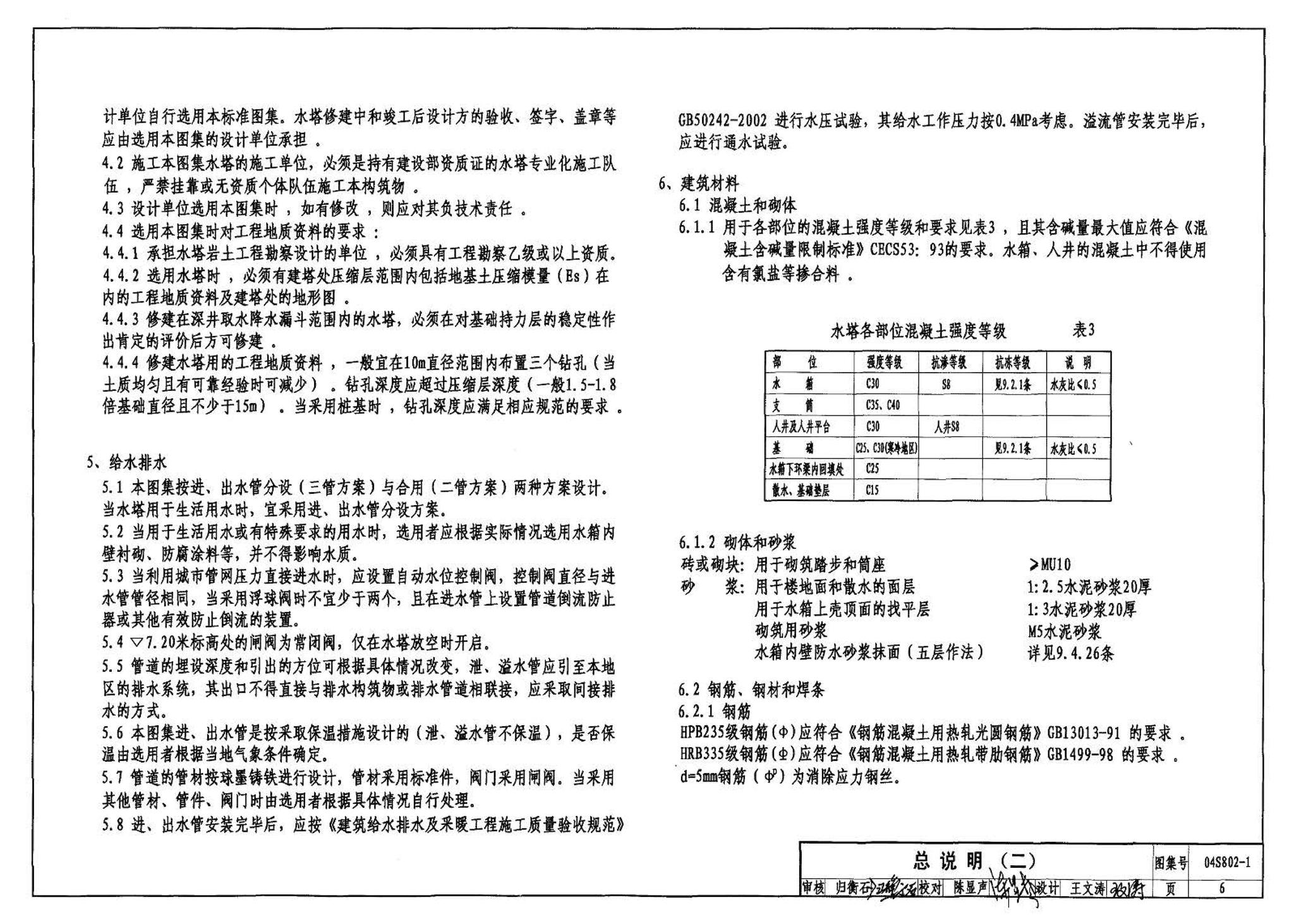 04S802-1--钢筋混凝土倒锥壳不保温水塔（50m3、100m3）