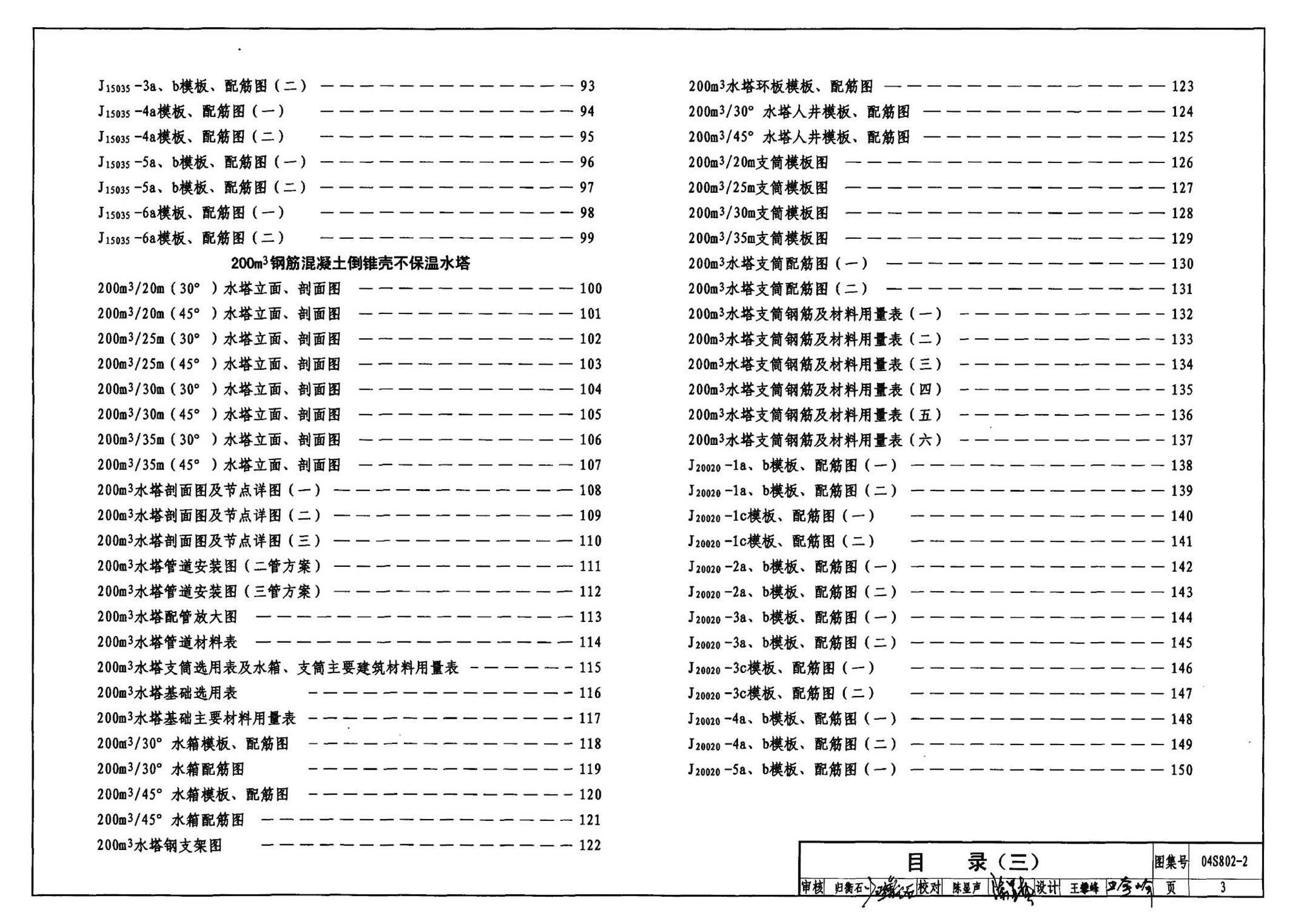 04S802-2--钢筋混凝土倒锥壳不保温水塔（150m3、200m3、300m3）