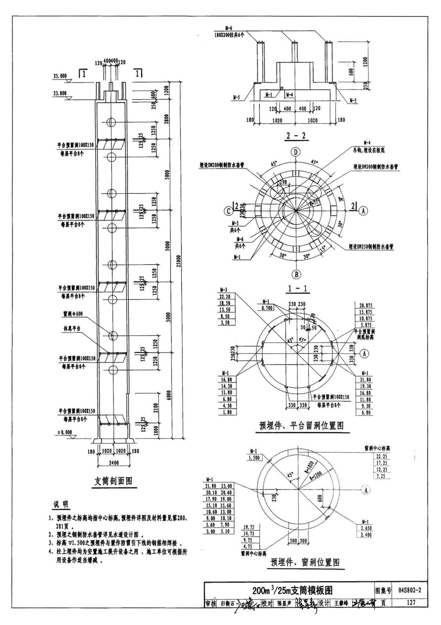 04S802-2--钢筋混凝土倒锥壳不保温水塔（150m3、200m3、300m3）