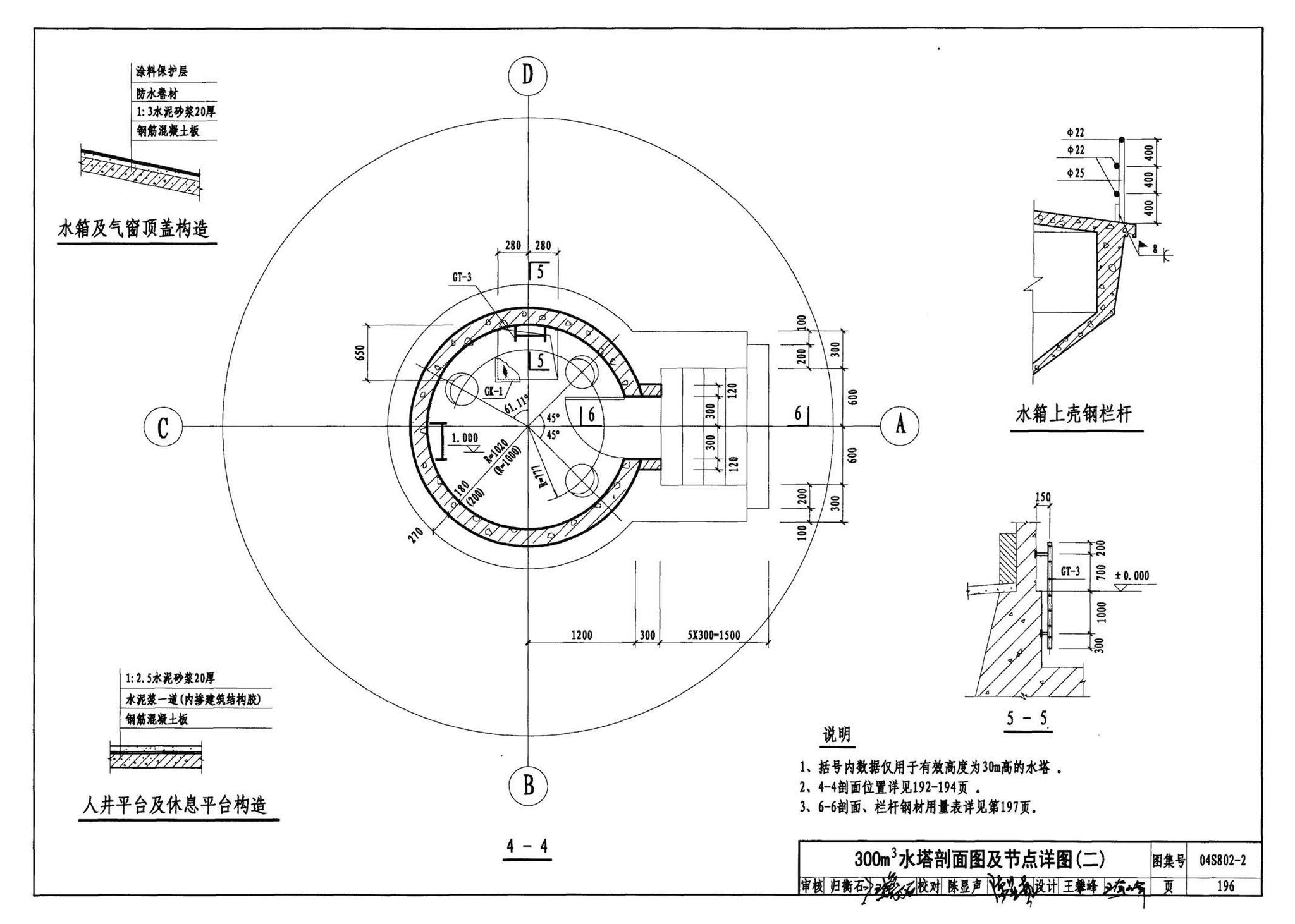 04S802-2--钢筋混凝土倒锥壳不保温水塔（150m3、200m3、300m3）