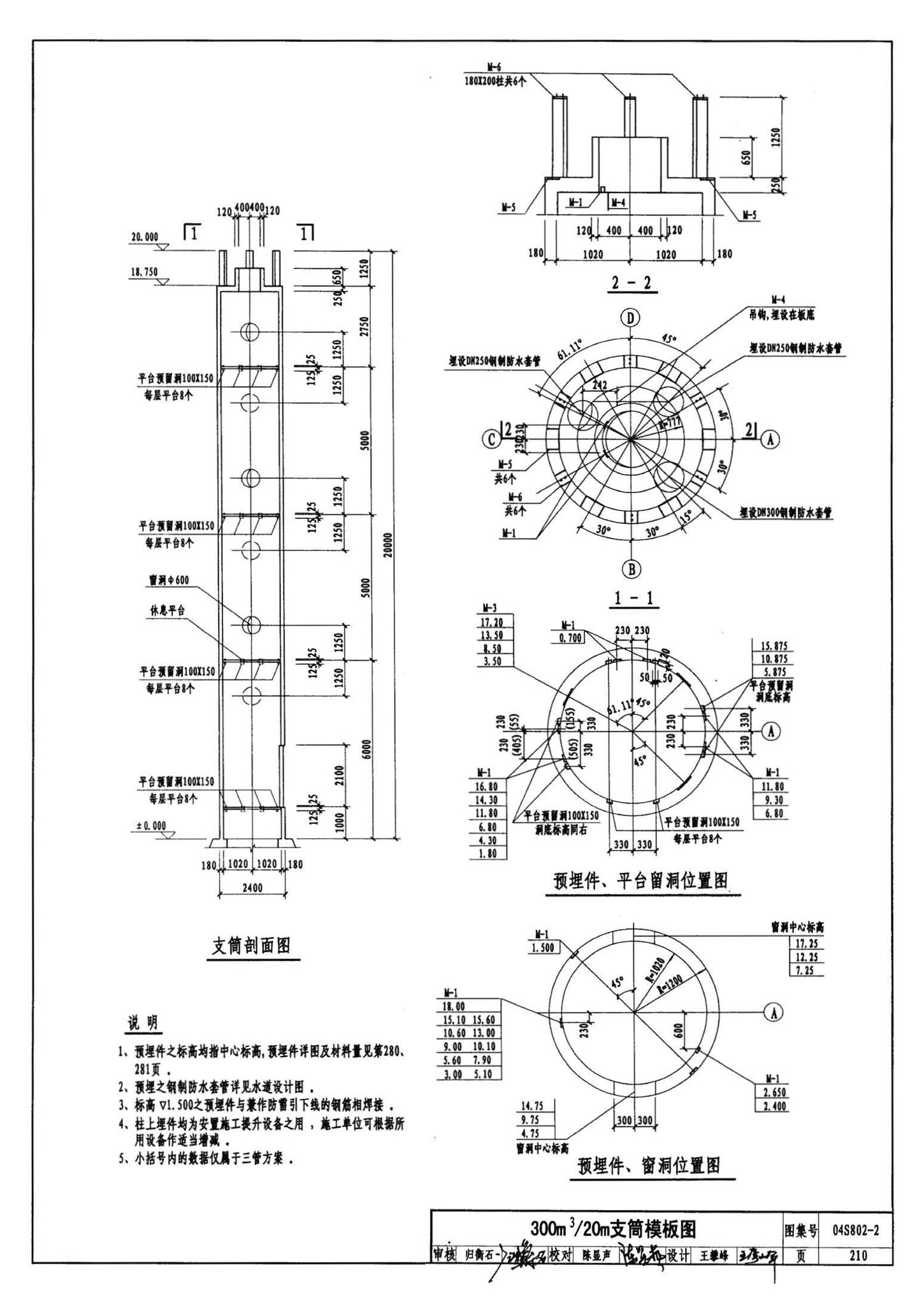 04S802-2--钢筋混凝土倒锥壳不保温水塔（150m3、200m3、300m3）