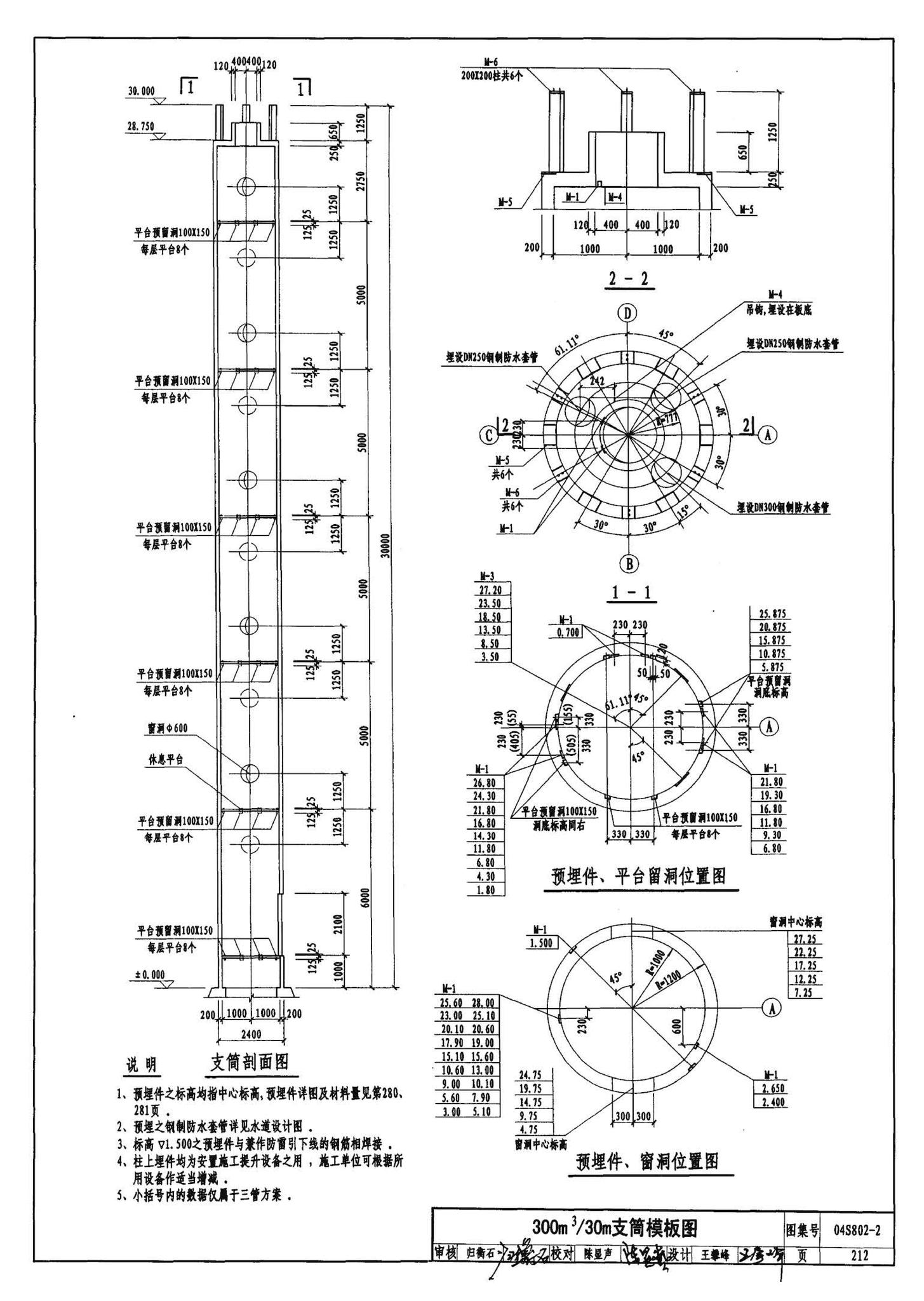 04S802-2--钢筋混凝土倒锥壳不保温水塔（150m3、200m3、300m3）