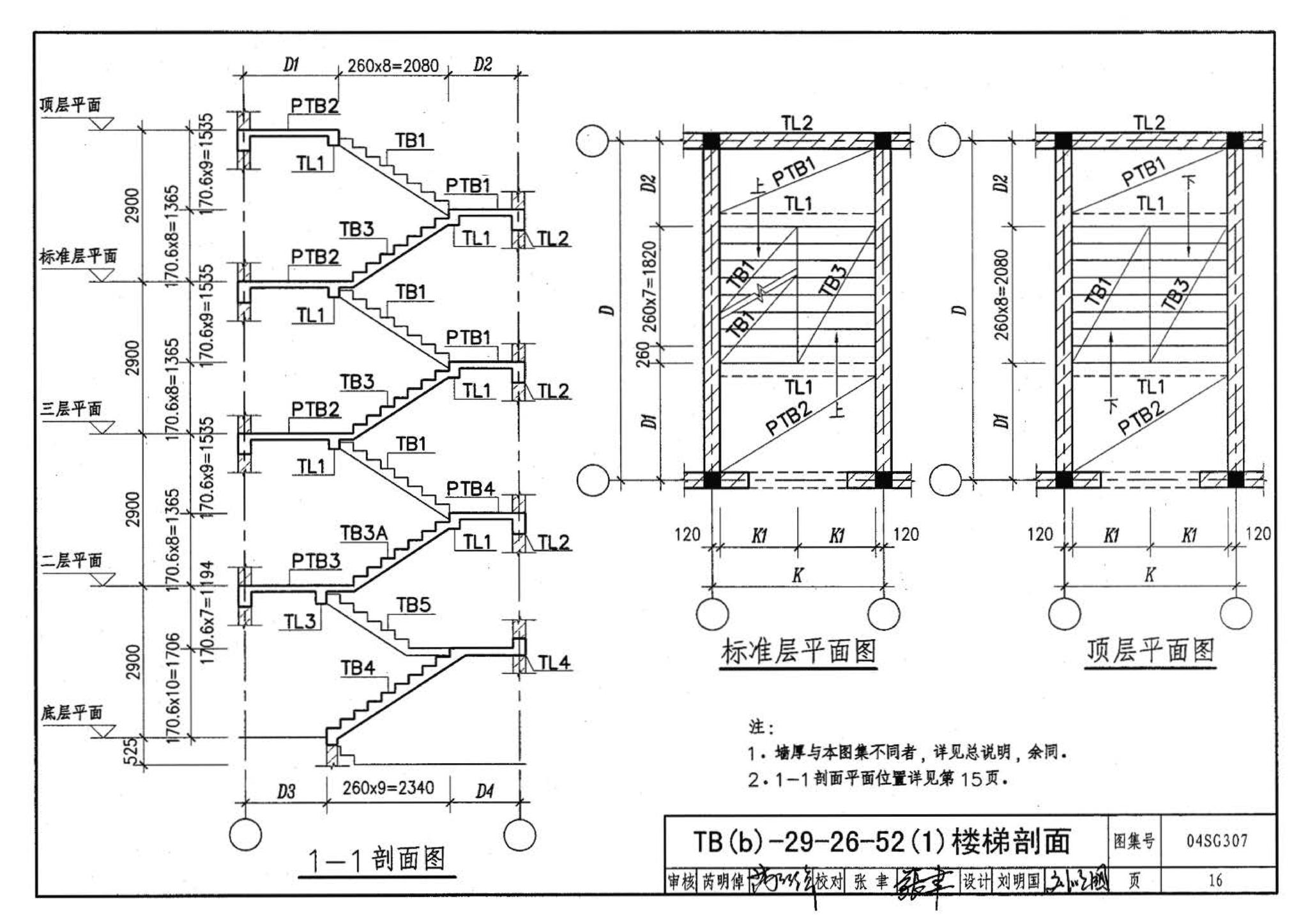 04SG307--现浇钢筋混凝土板式楼梯