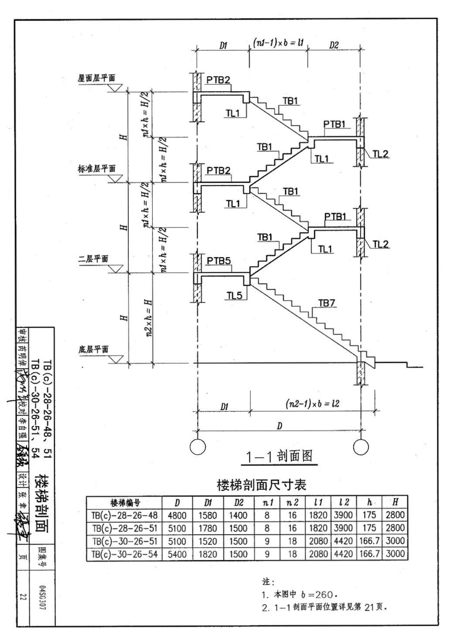 04SG307--现浇钢筋混凝土板式楼梯