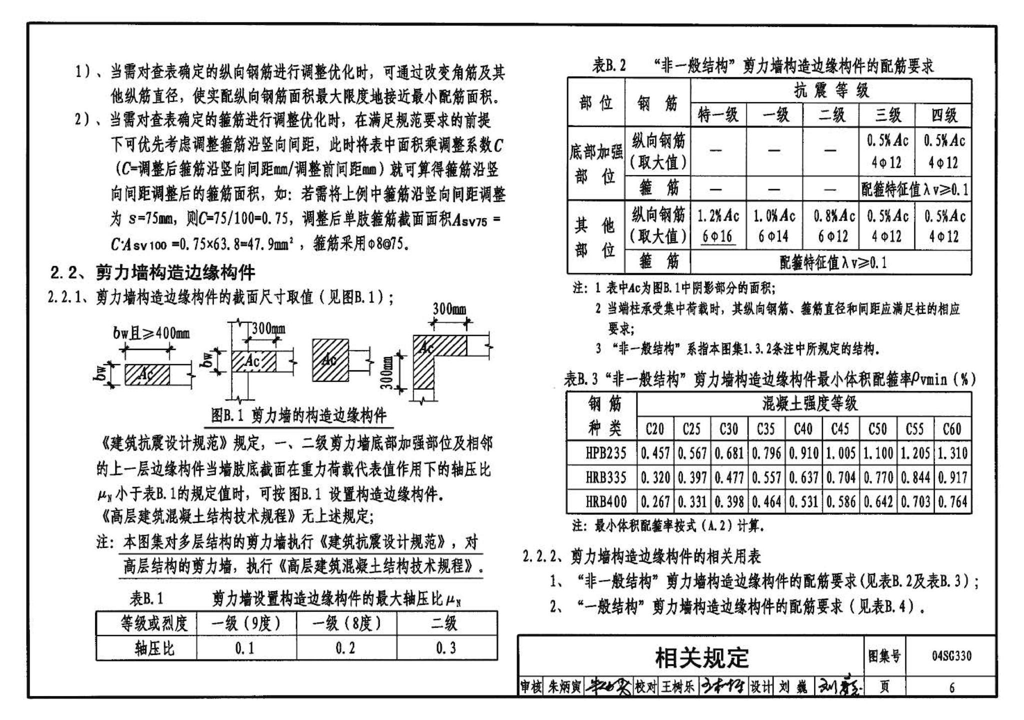 04SG330--混凝土结构剪力墙边缘构件和框架柱构造钢筋选用