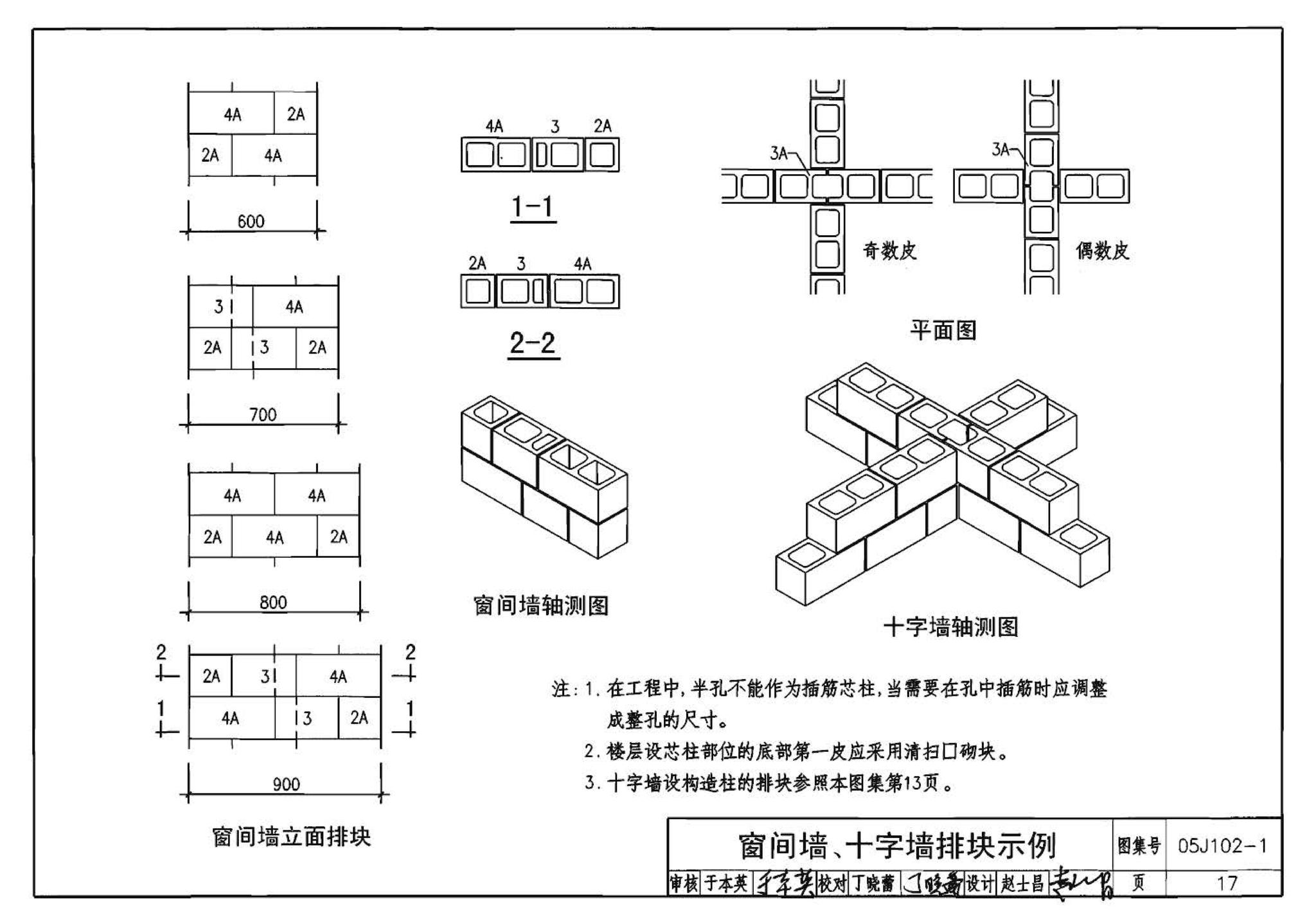 05J102-1--混凝土小型空心砌块墙体建筑构造