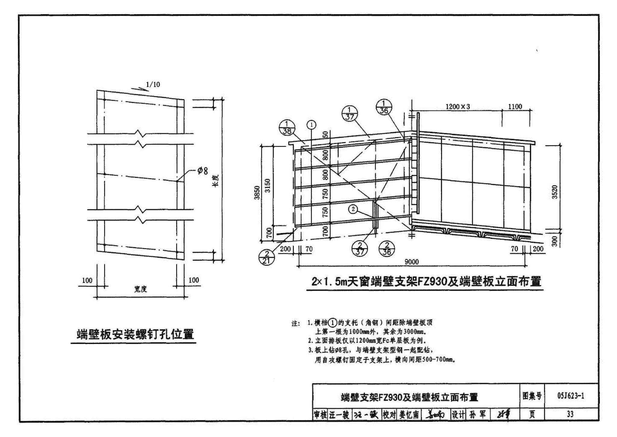 05J623-1--钢天窗架建筑构造