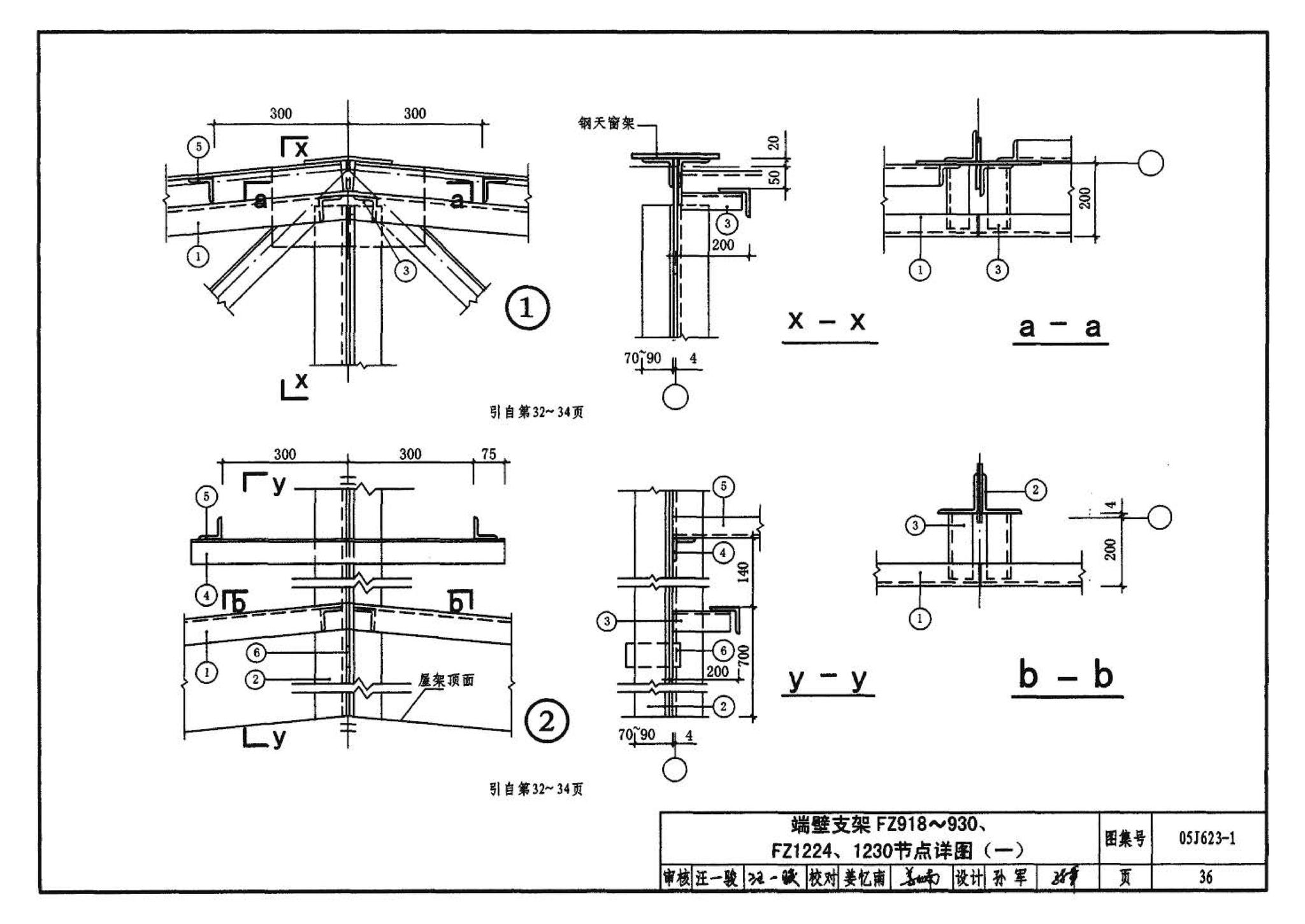 05J623-1--钢天窗架建筑构造