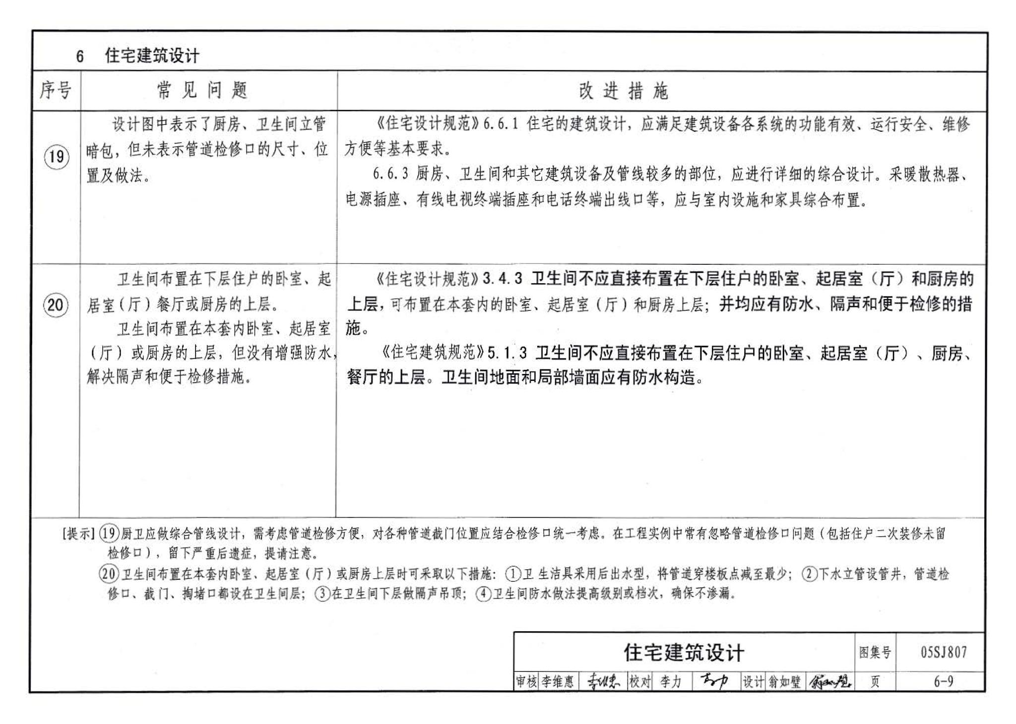 05SJ807--民用建筑工程设计常见问题分析及图示－建筑专业