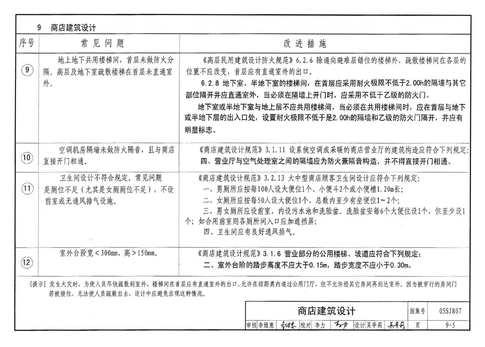 05SJ807--民用建筑工程设计常见问题分析及图示－建筑专业