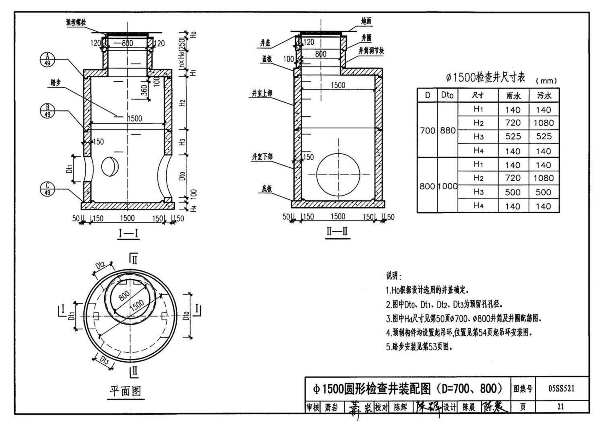 05SS521--预制装配式钢筋混凝土排水检查井