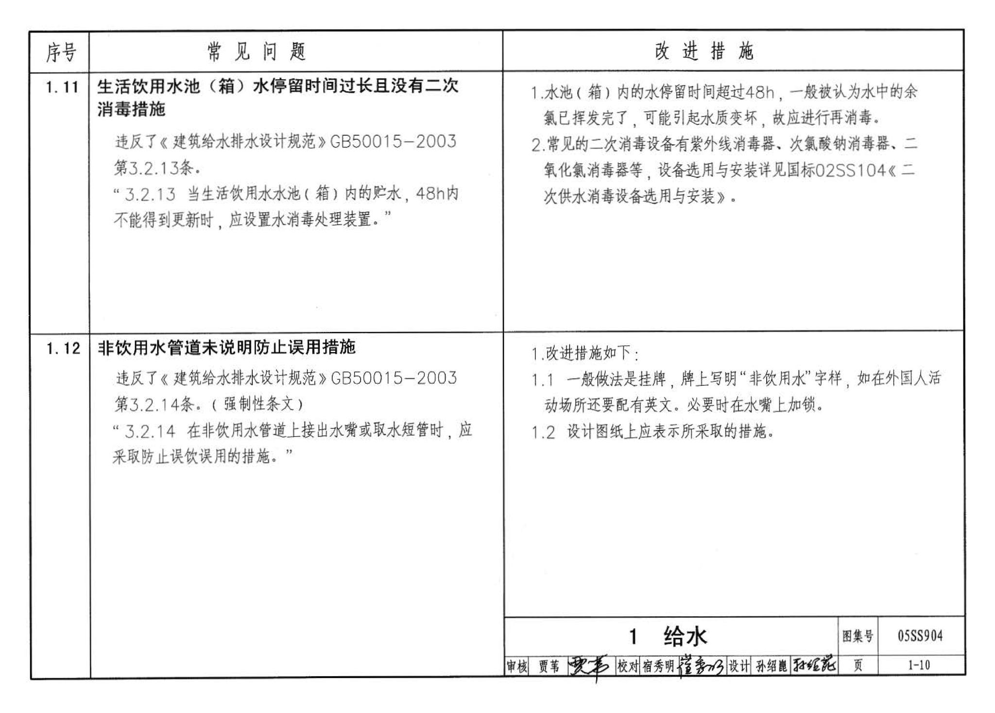 05SS904--民用建筑工程设计常见问题分析及图示－给水排水专业