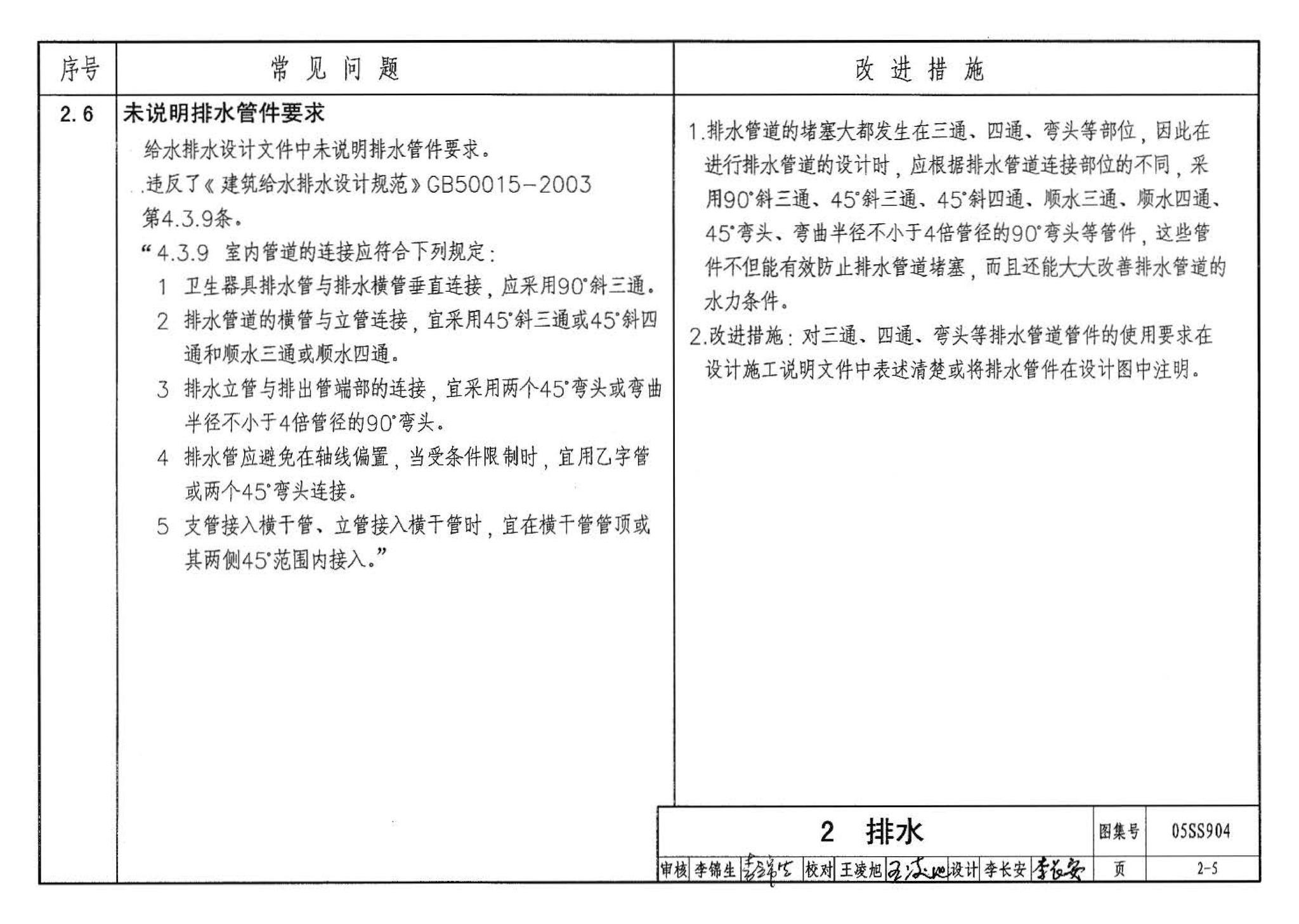 05SS904--民用建筑工程设计常见问题分析及图示－给水排水专业