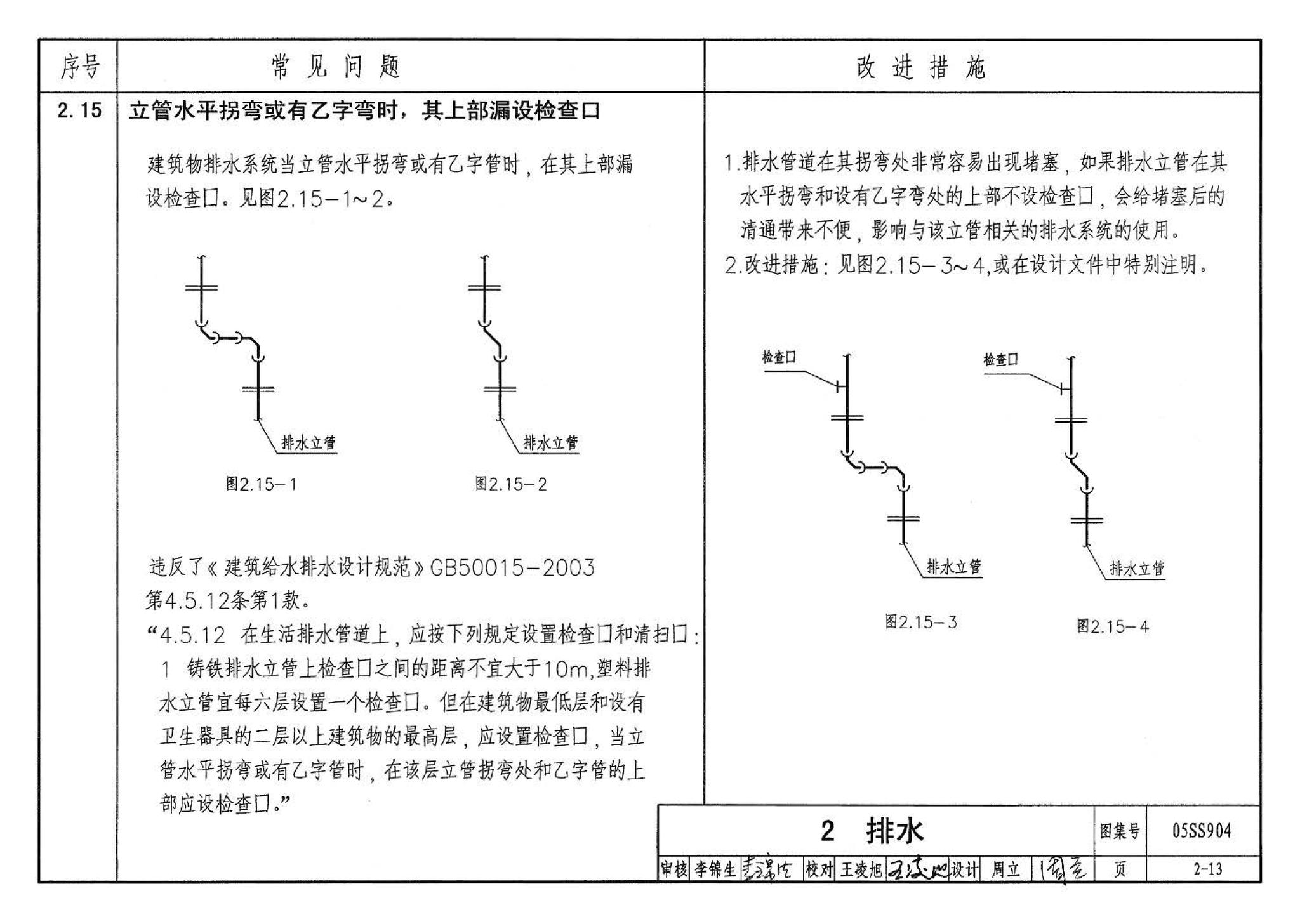 05SS904--民用建筑工程设计常见问题分析及图示－给水排水专业